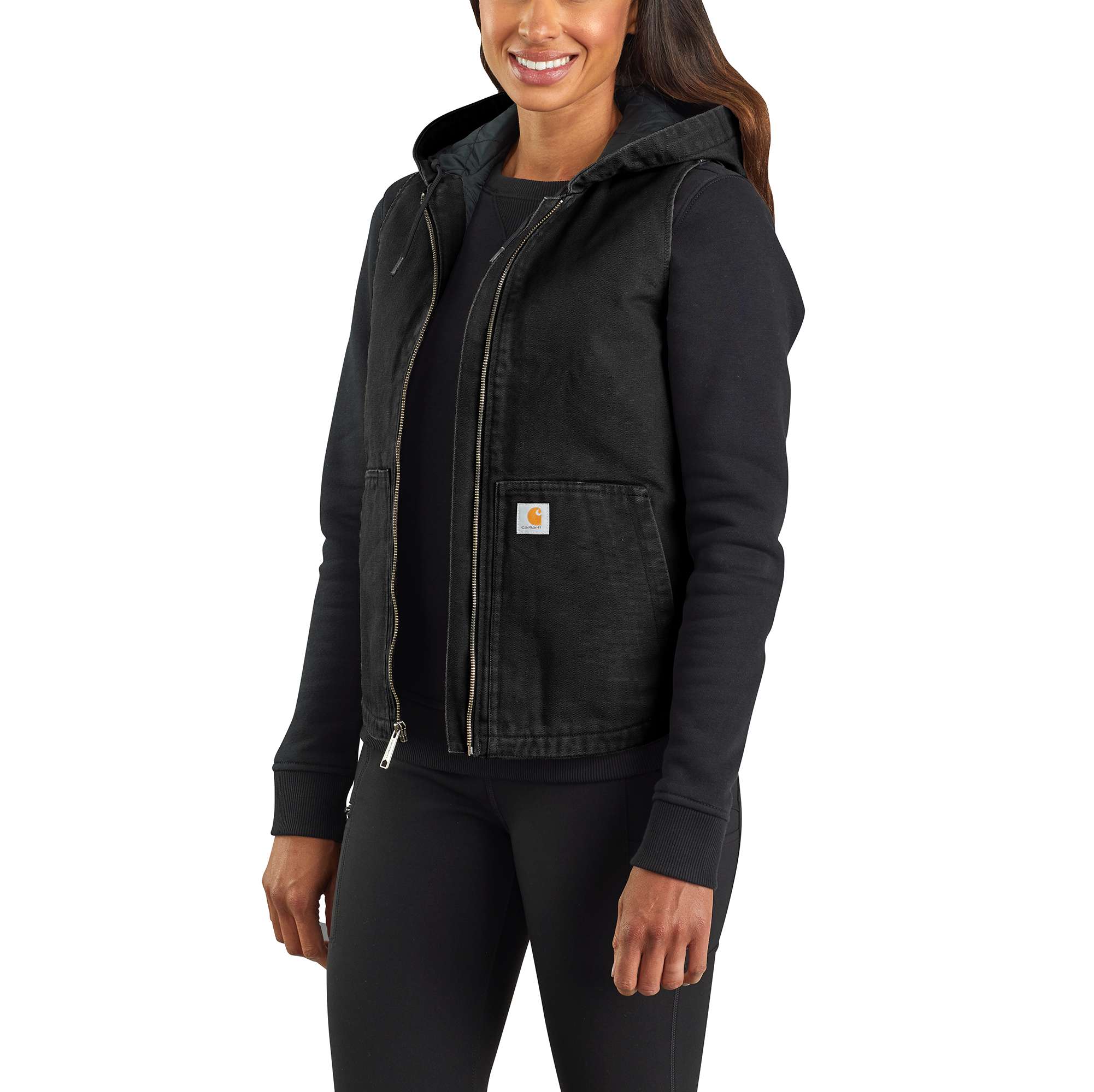 Women's Washed Duck Hooded Insulated Vest