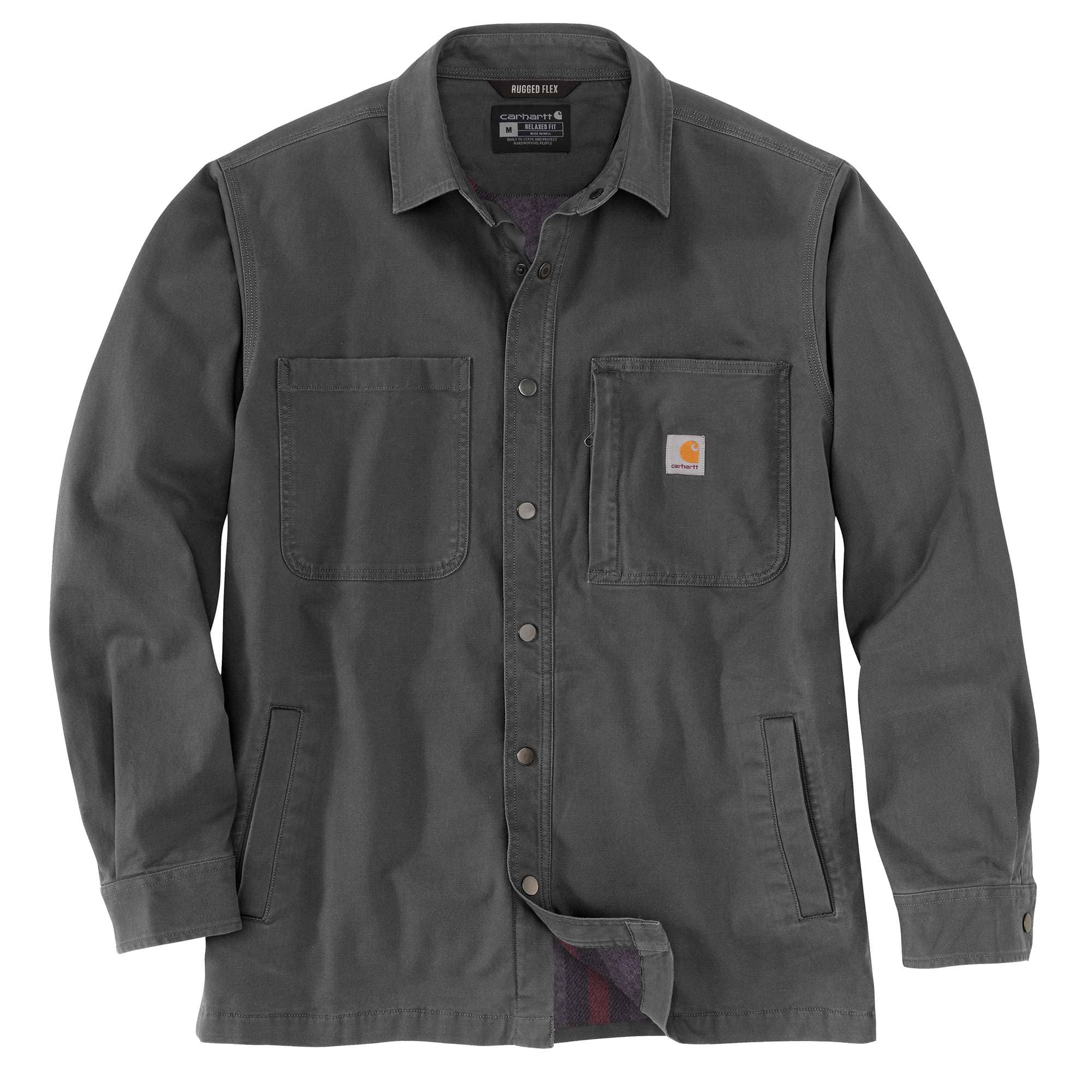 Rugged Flex® Relaxed Fit Canvas Fleece-Lined Snap-Front Shirt Jac