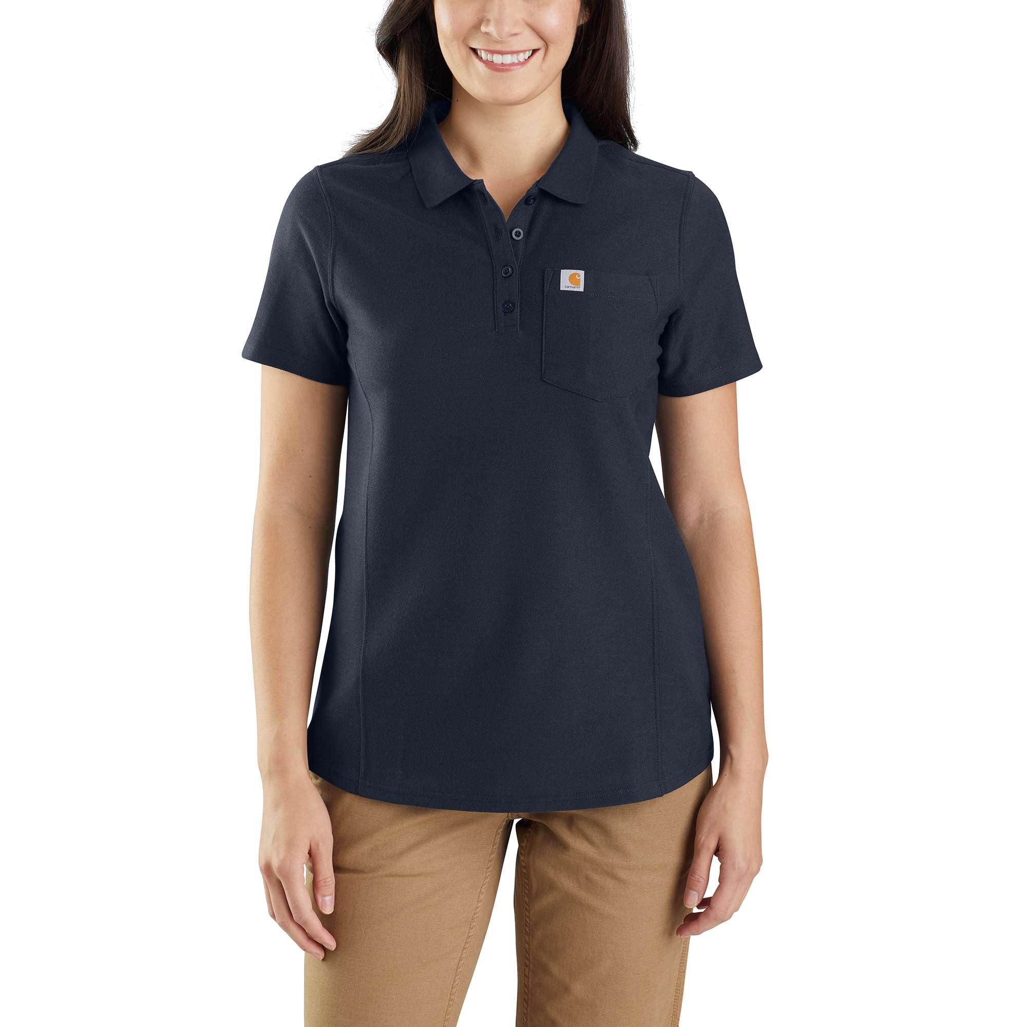 Women's Relaxed Fit Midweight Short-Sleeve Pocket Polo
