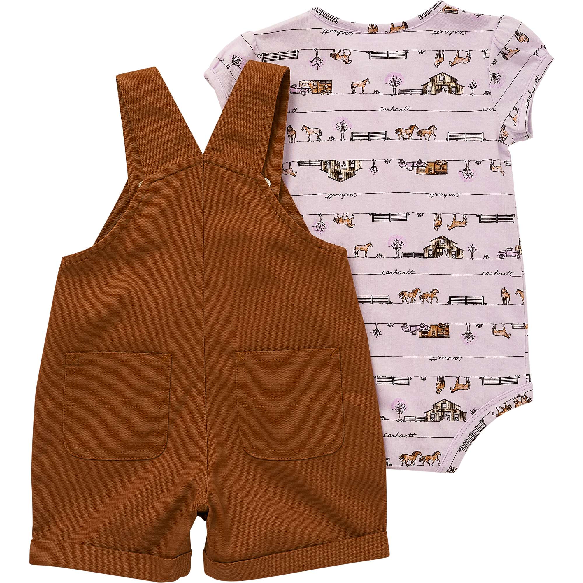 Girls' Short Sleeve Horse Bodysuit Shortall Set (Infant)