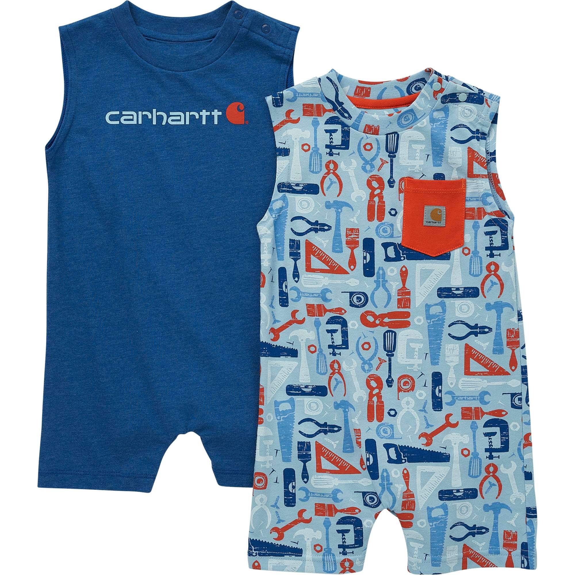 Boys' Sleeveless Tool Print 2Pc Romper Set