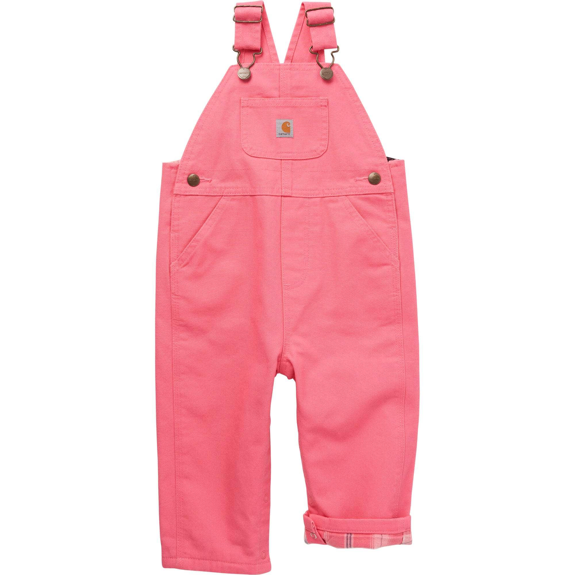 Girls' Loose Fit Canvas Flannel Lined Bib Overall