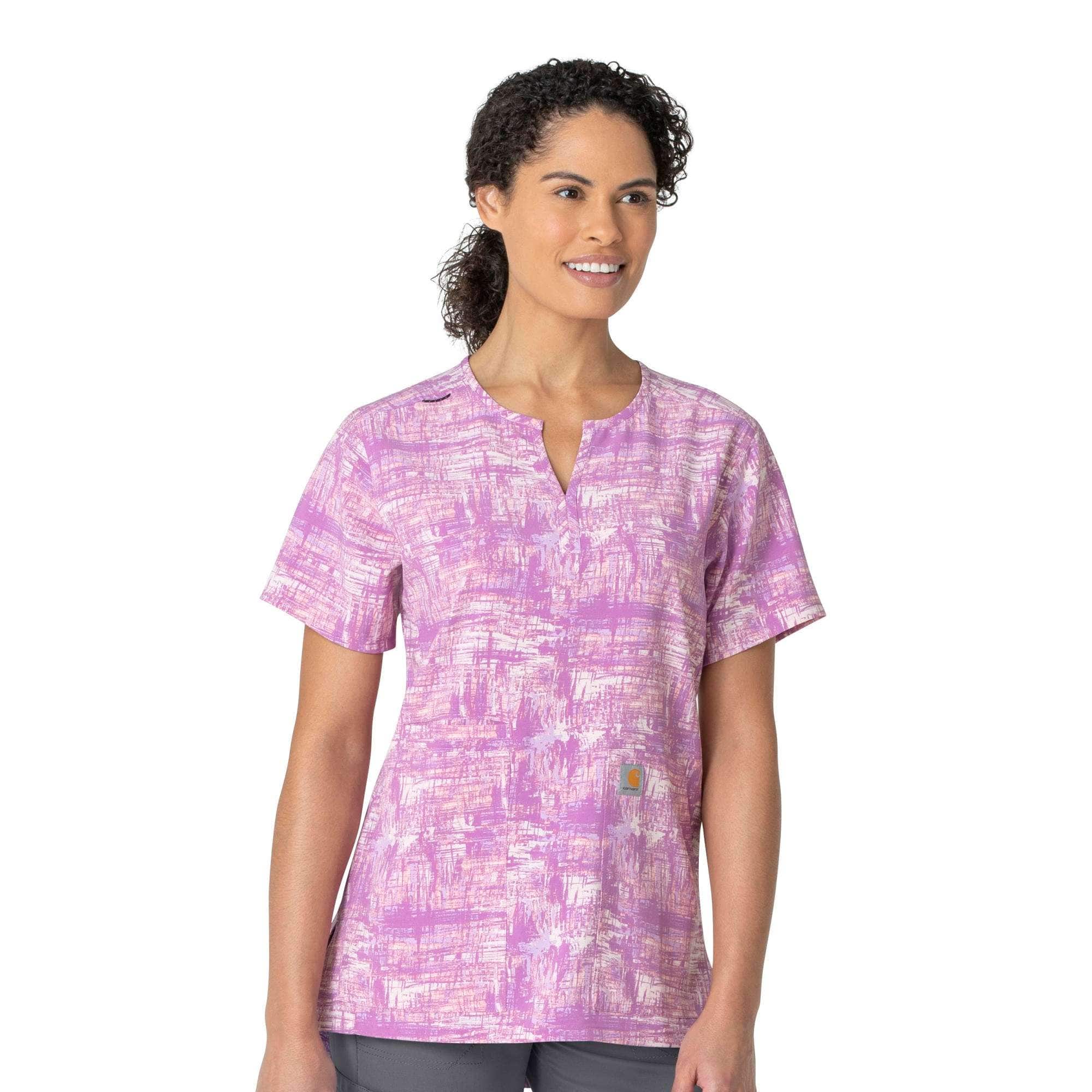 Women's Carhartt Force® Cross-Flex Modern Fit Henley Print Tunic Scrub Top