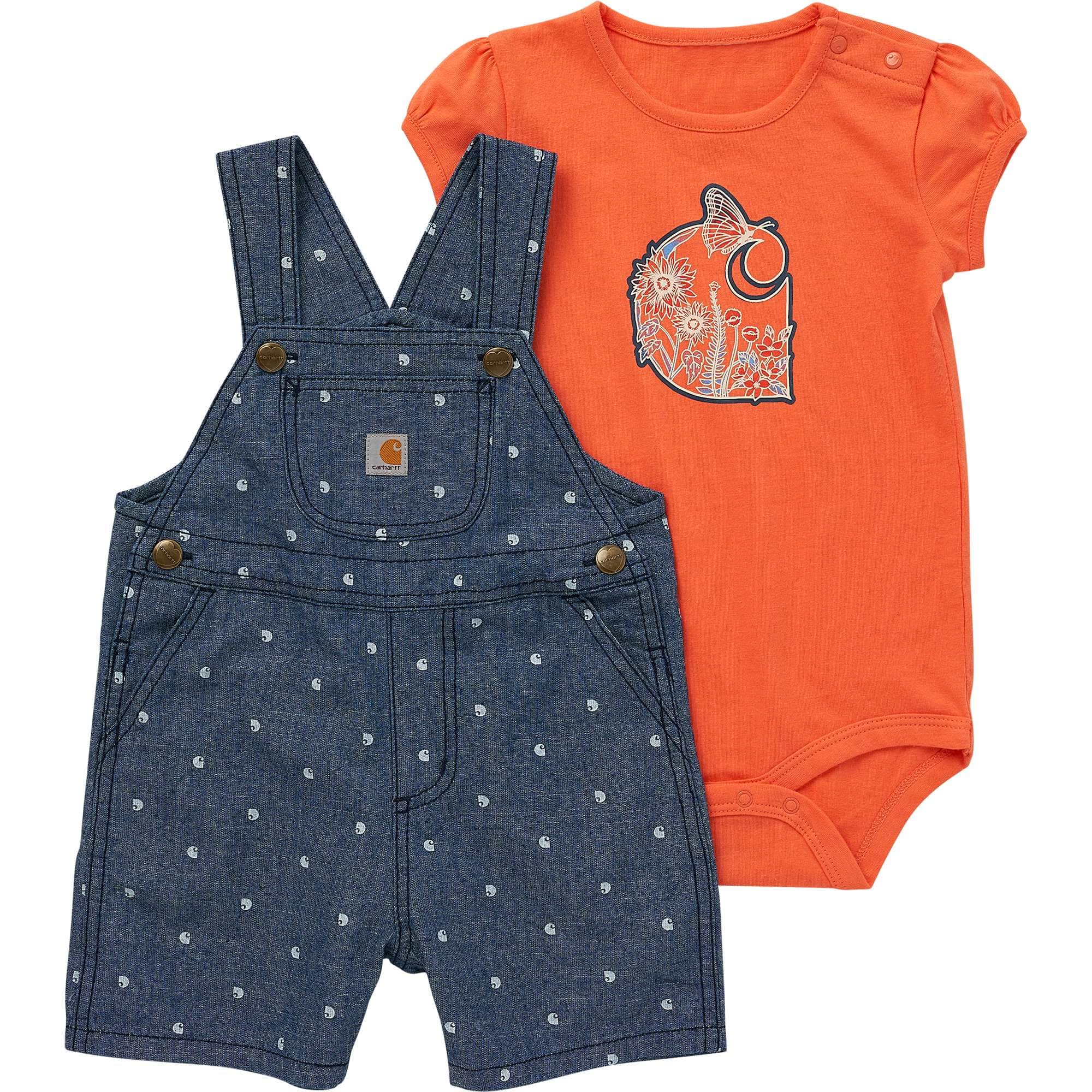 Girls' Short Sleeve Chambray Shortall Set (Infant)