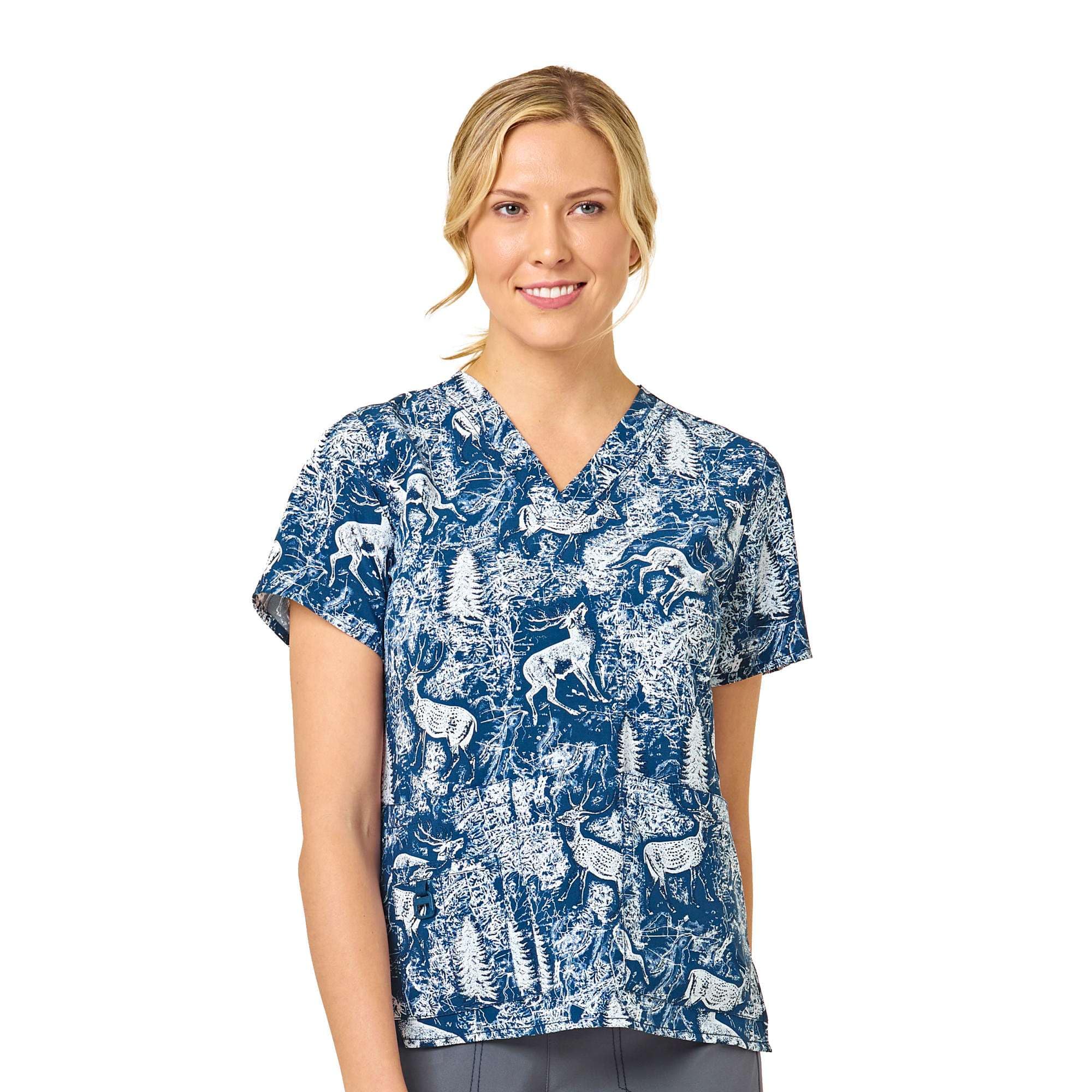Women's Carhartt Force®  Cross-Flex Modern FitV-Neck Print Scrub Top