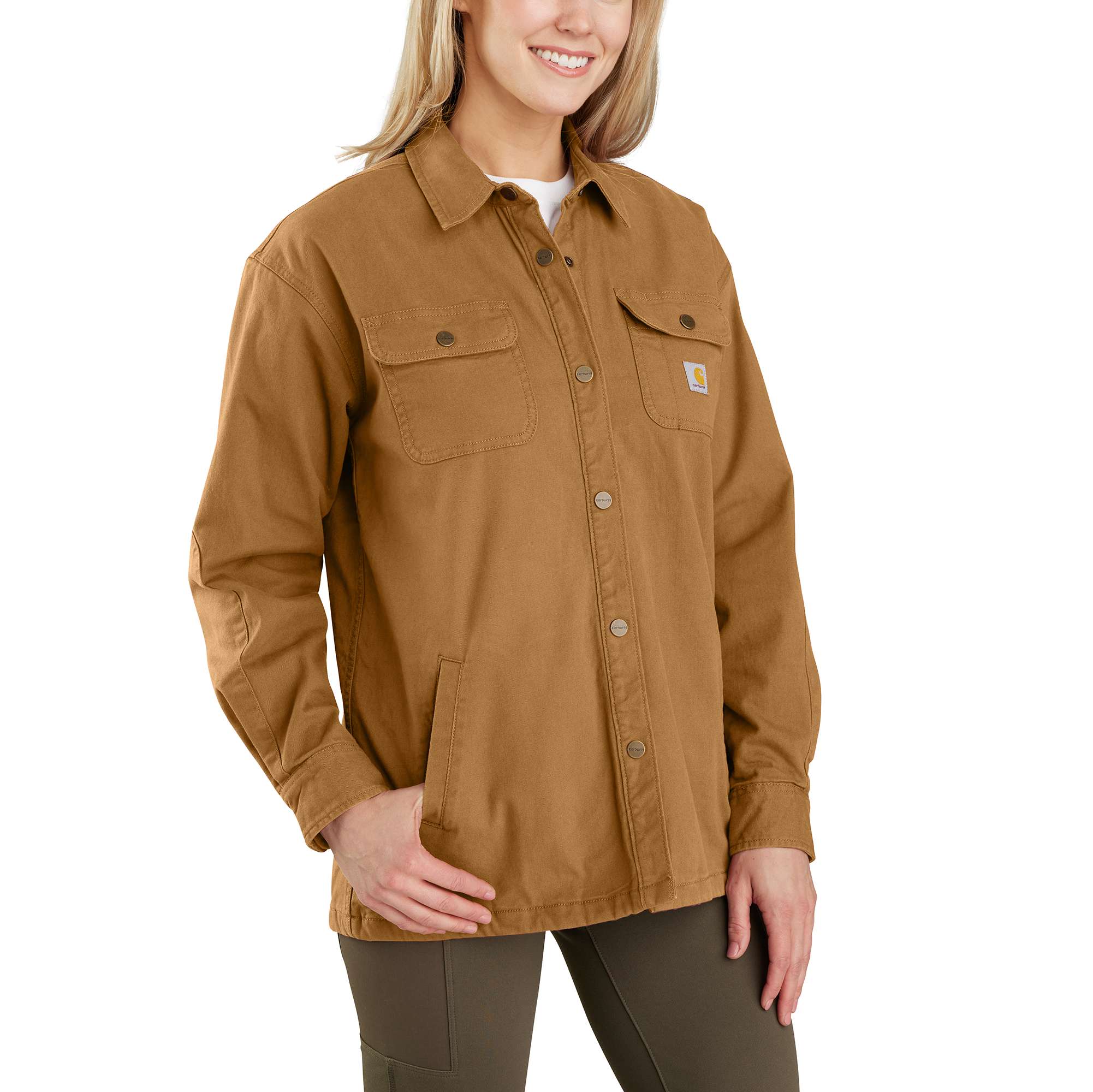 Women's Rugged Flex® Loose Fit Canvas Fleece-Lined Shirt Jac