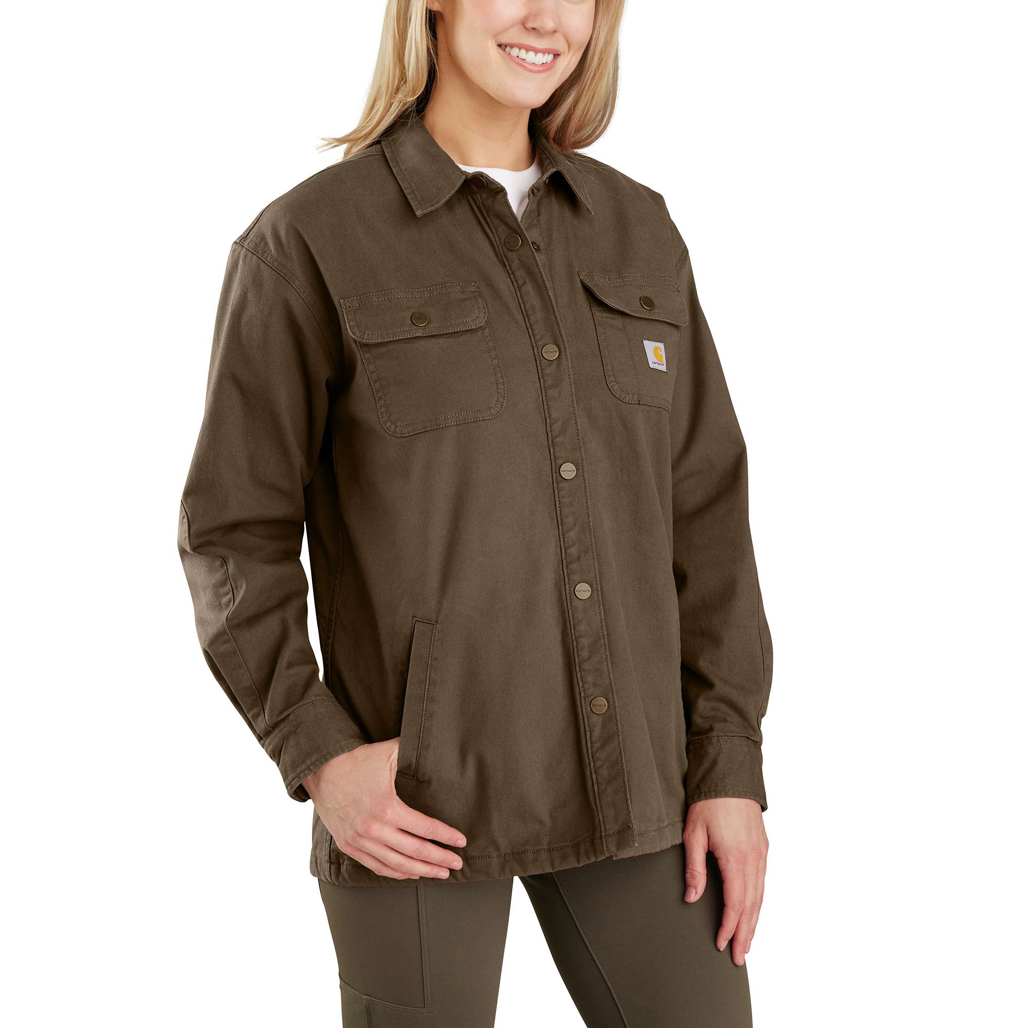 Women's Rugged Flex® Loose Fit Canvas Fleece-Lined Shirt Jac