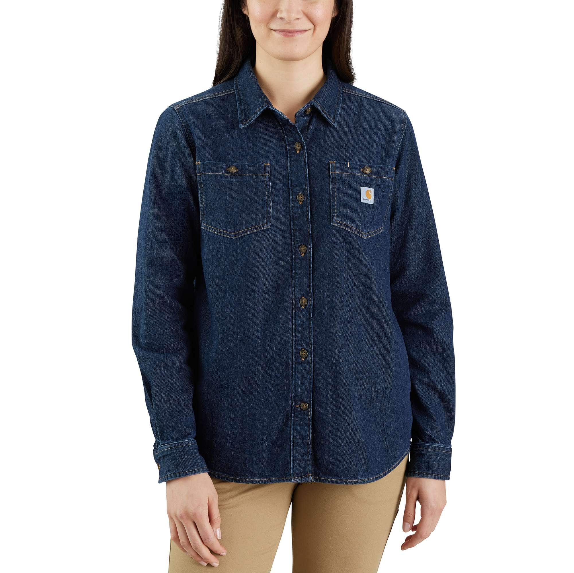 Women's Relaxed Fit Midweight Denim Long-Sleeve Over Shirt
