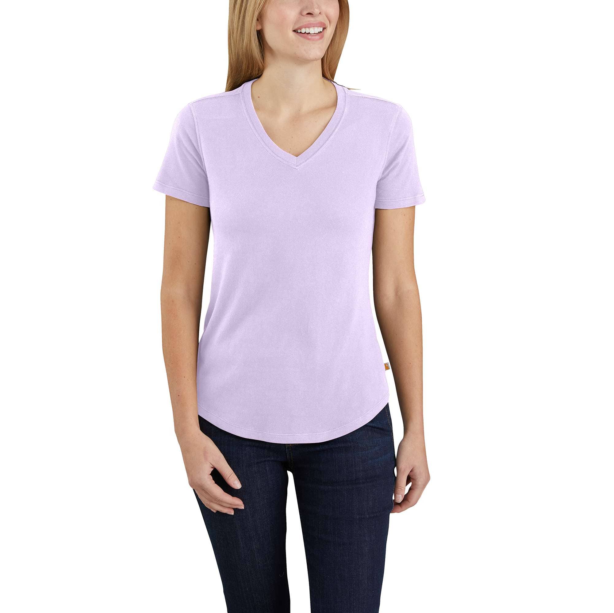 Women's Relaxed Fit Midweight Short Sleeve V Neck T-Shirt