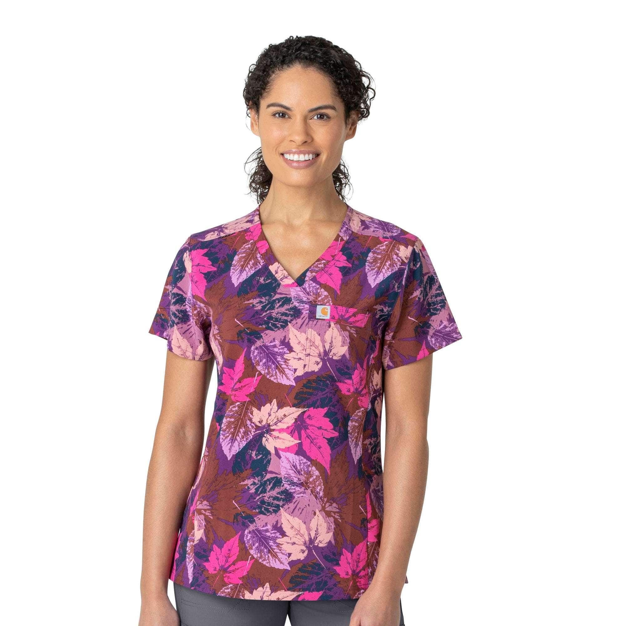 Women's Rugged Flex® Printed Cross Flex V-Neck Media Scrub Top