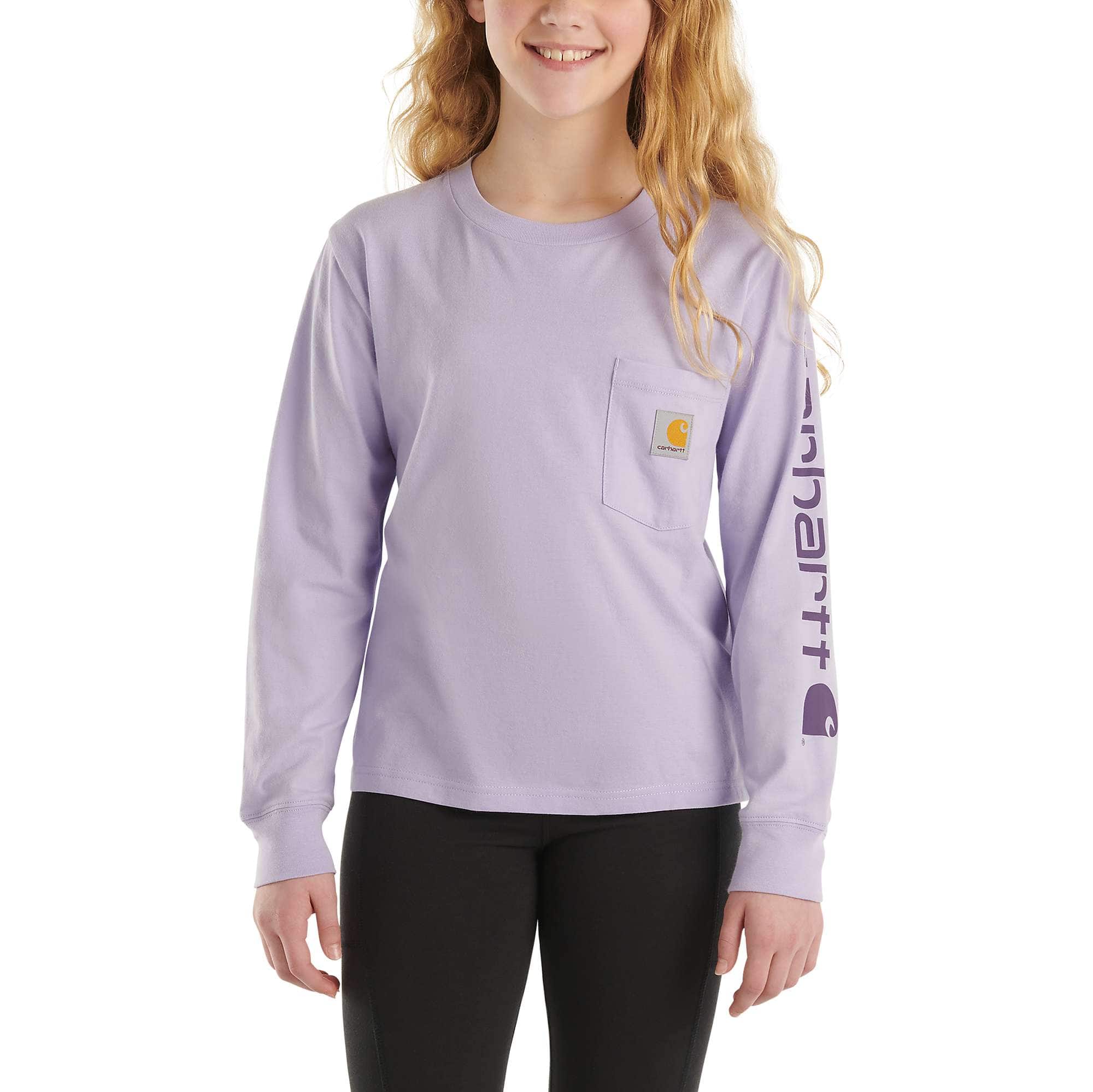 Girls' Long-Sleeve Graphic Pocket T-Shirt