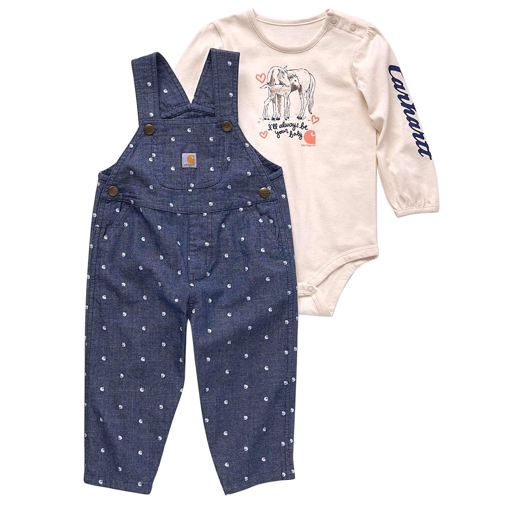 Girls' Long-Sleeve Bodysuit and Chambray Overalls Set (Infant)