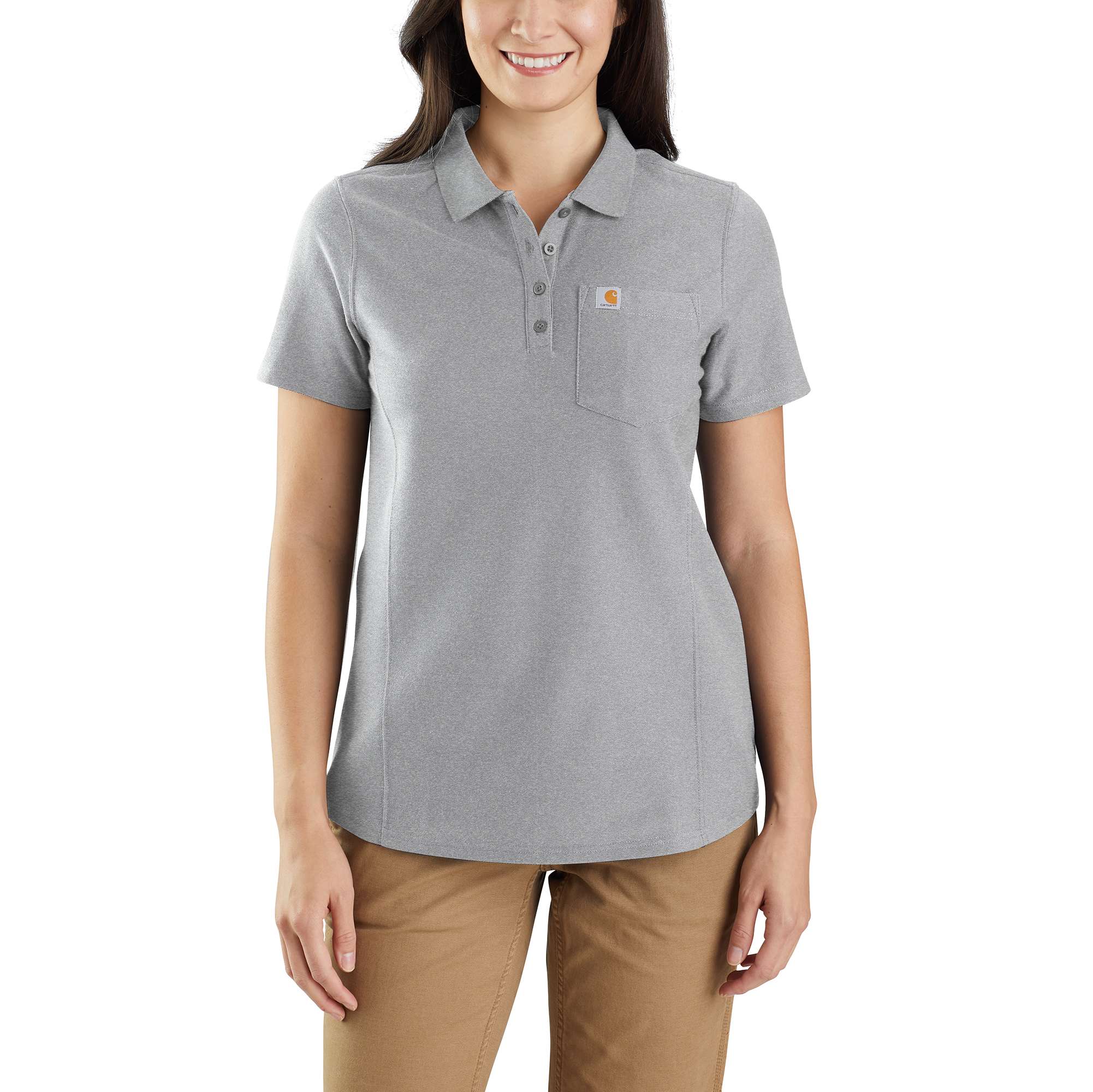 Women's Relaxed Fit Midweight Short-Sleeve Pocket Polo