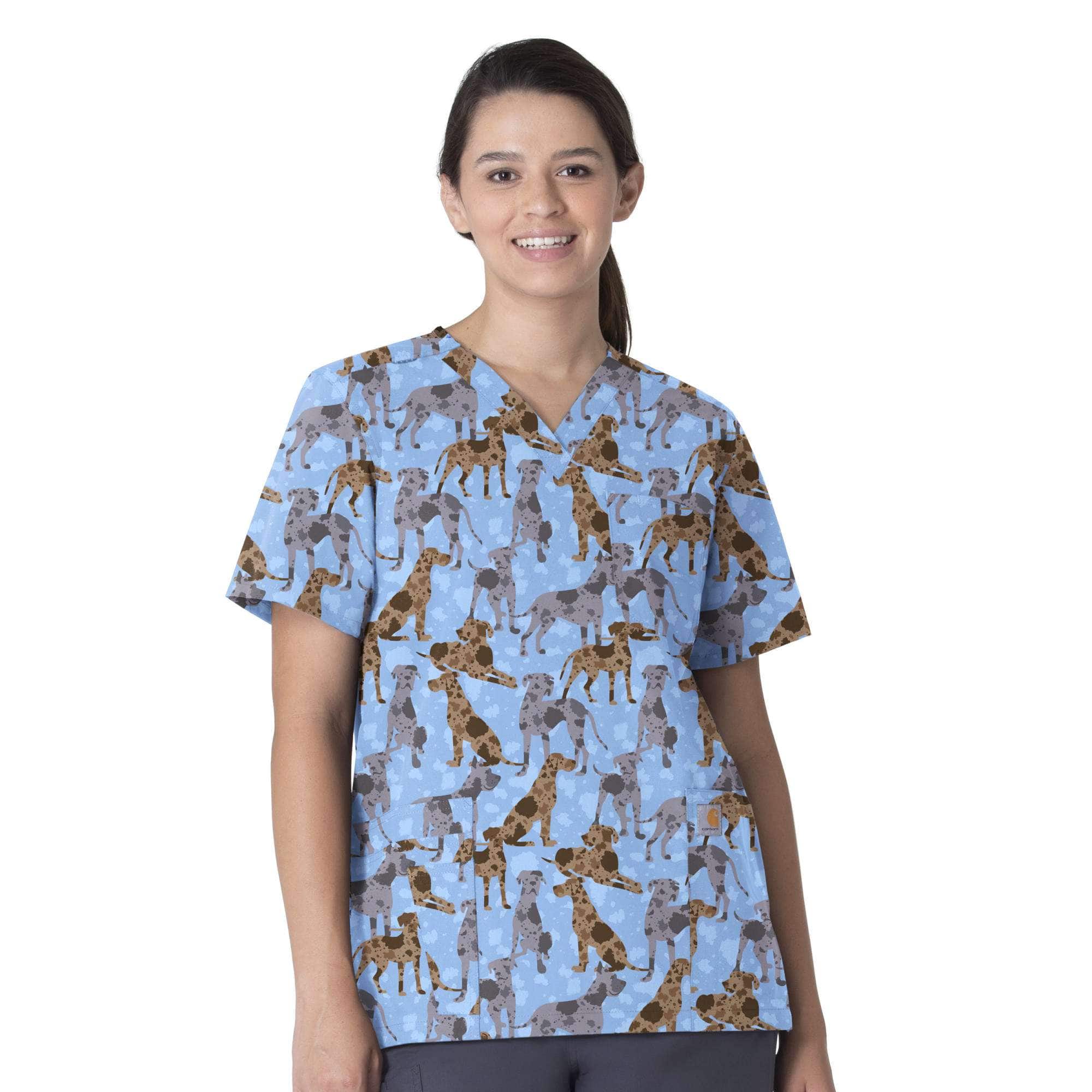 Women's Carhartt Force® Cross-Flex Modern Fit V-Neck Print Scrub Top