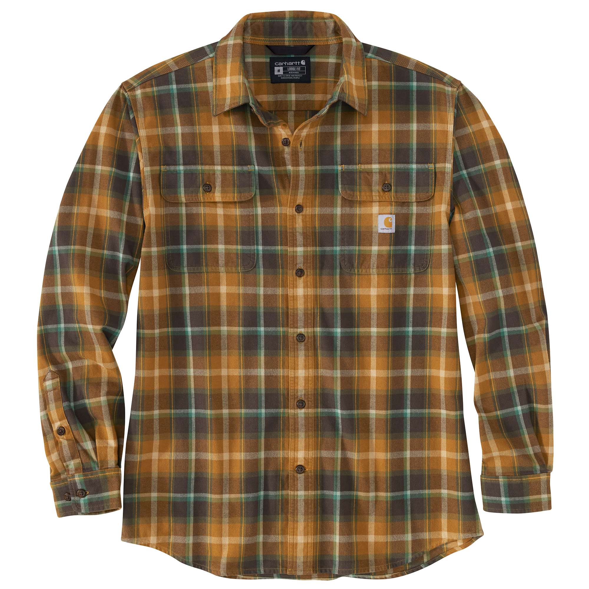 Loose Fit Heavyweight Flannel Long-Sleeve Plaid Shirt