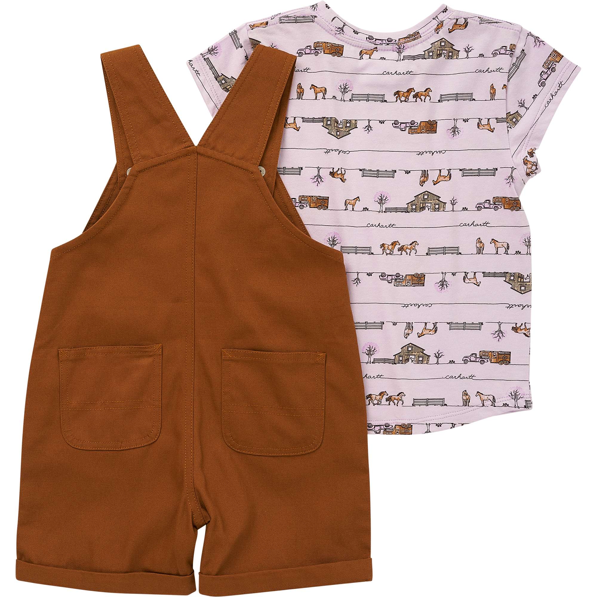 Girls' Short Sleeve Horse Bodysuit Shortall Set (Toddler)