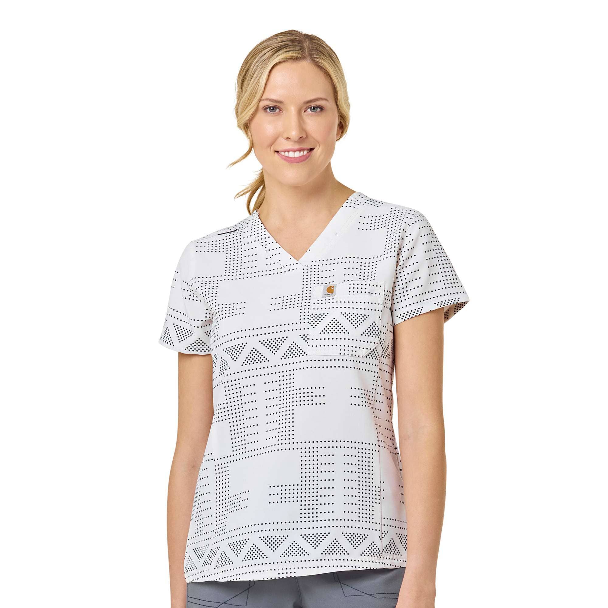 Women's Rugged Flex® Printed Cross Flex V-Neck Media Scrub Top