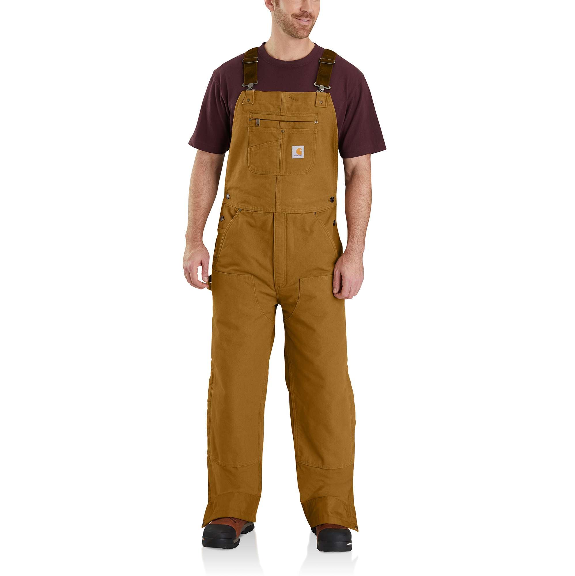 Loose Fit Washed Duck Insulated Bib Overall