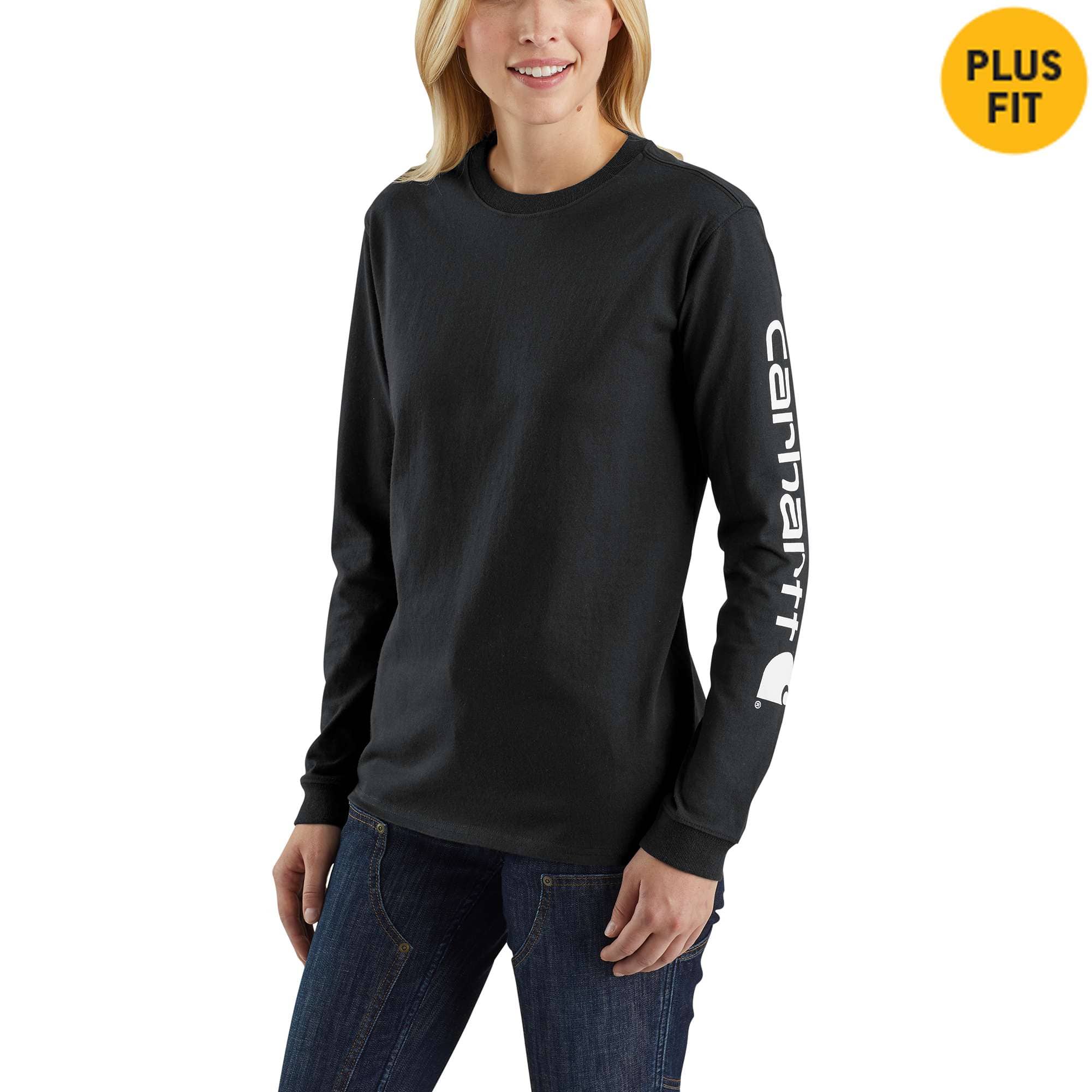 Women's Loose Fit Heavyweight Long-Sleeve Logo Sleeve Graphic T-Shirt