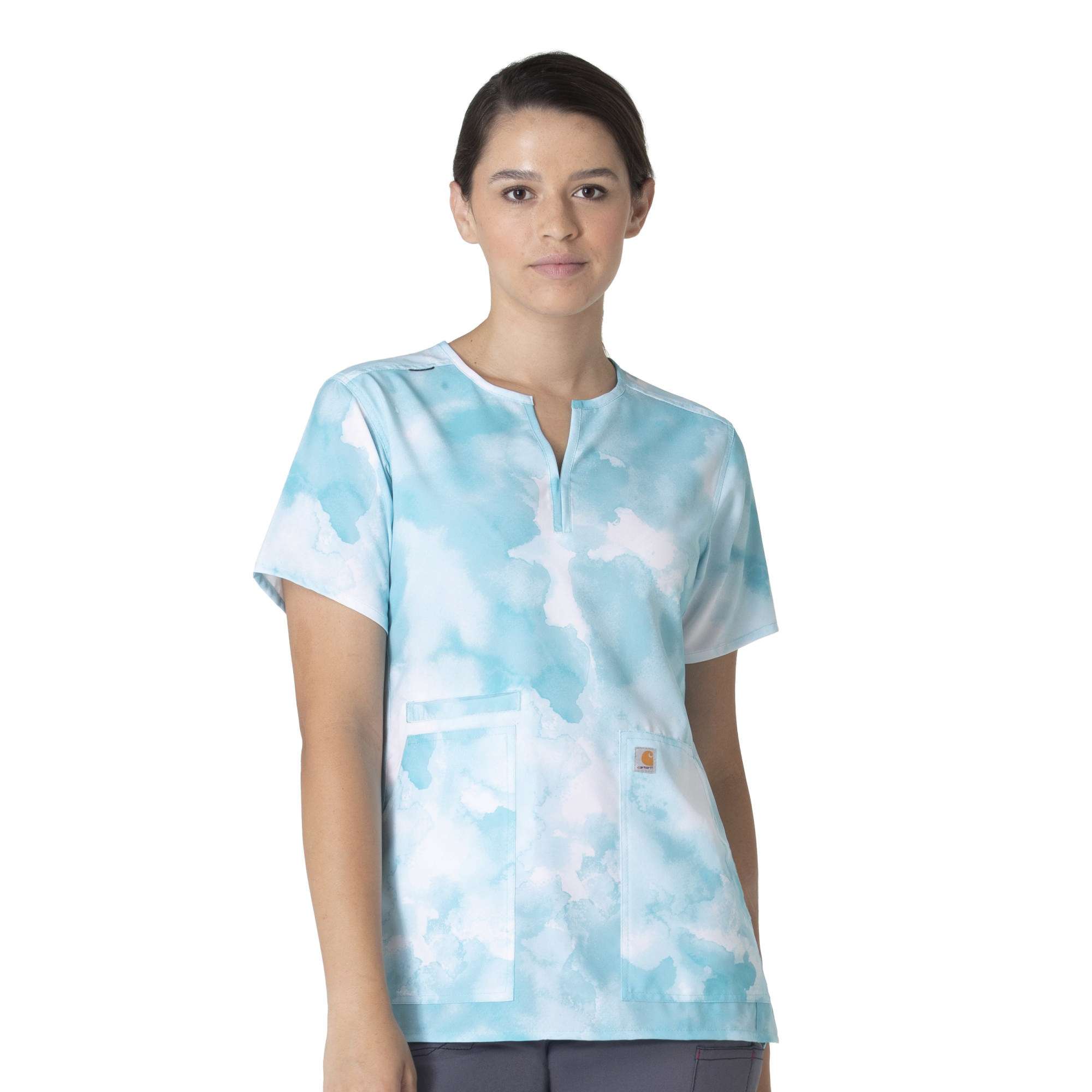 Women's Carhartt Force® Cross-Flex Modern Fit Notch Neck Print Scrub Top