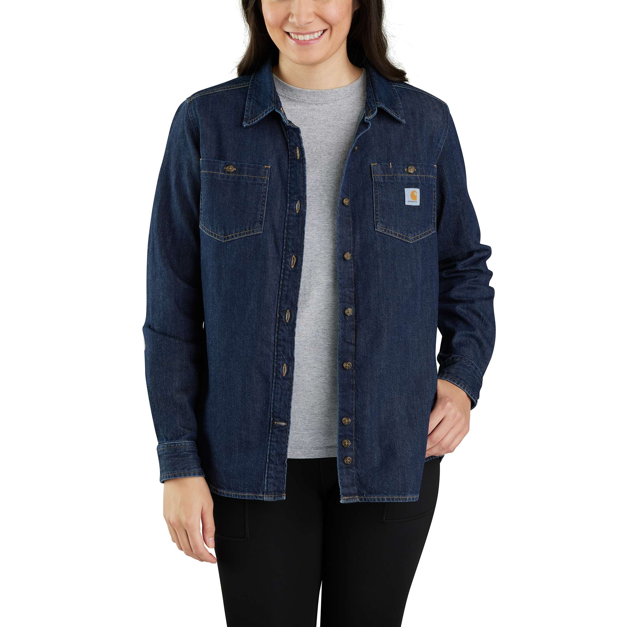 Women's Relaxed Fit Midweight Denim Long-Sleeve Over Shirt