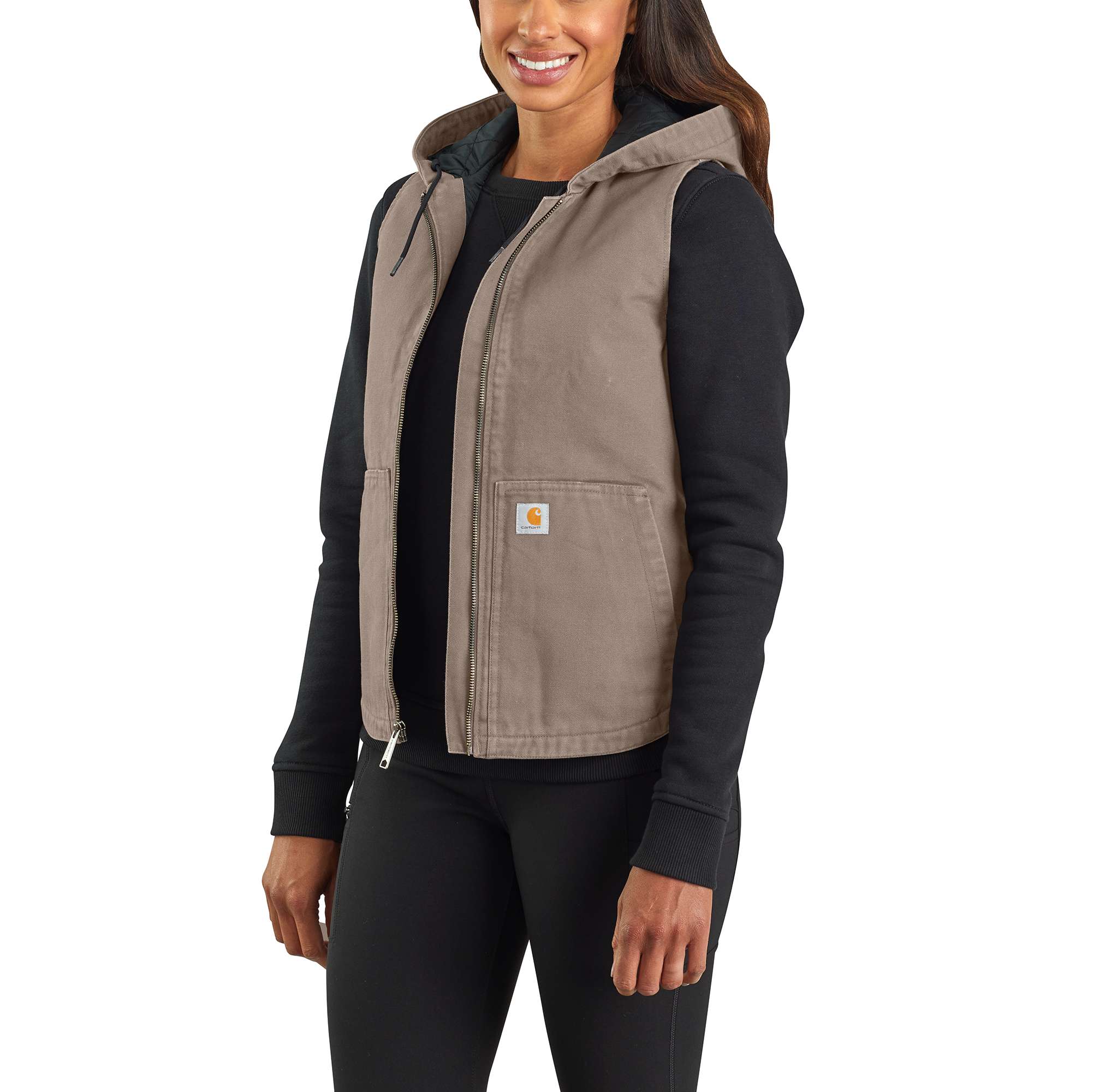 Women's Washed Duck Hooded Insulated Vest