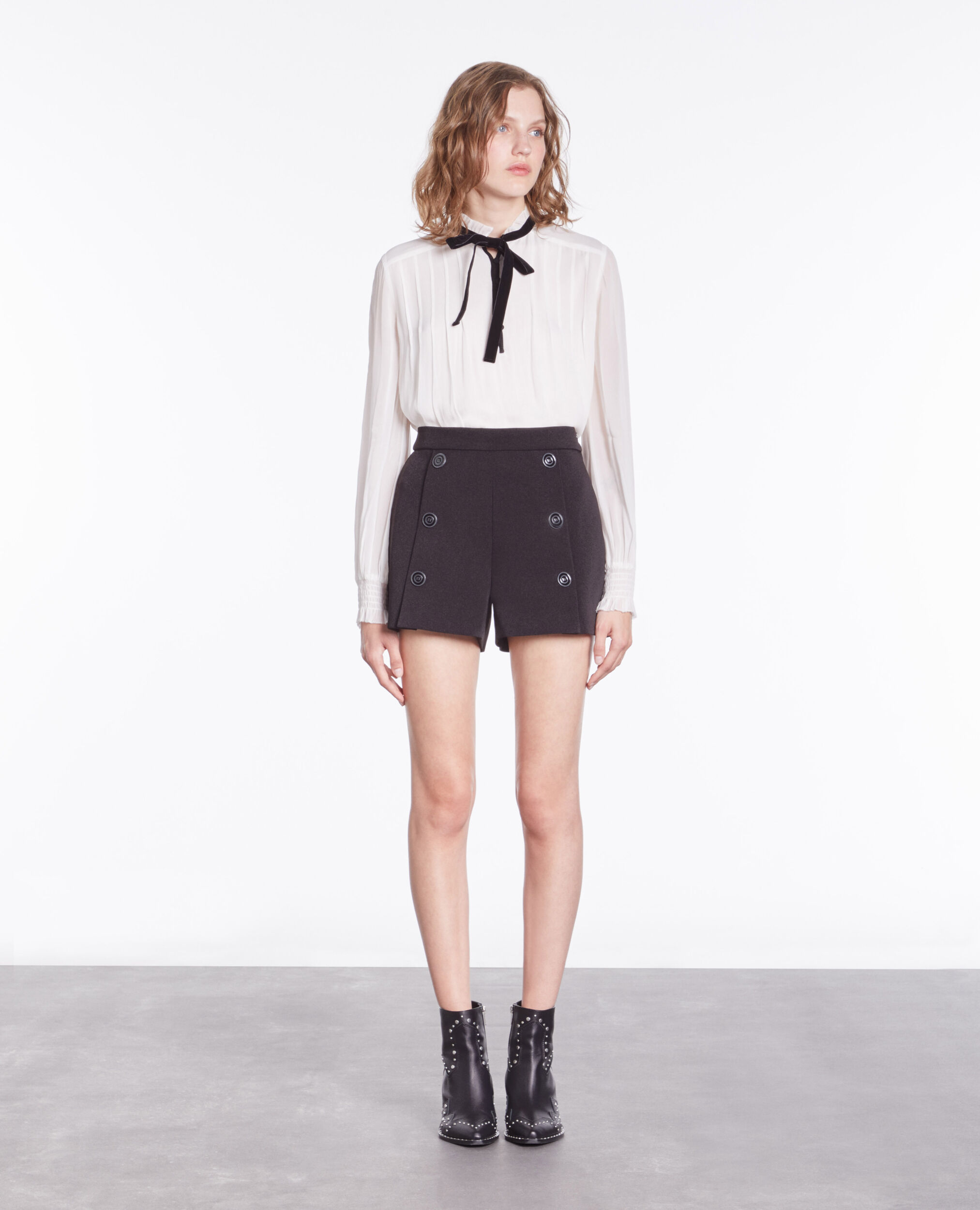 Black crepe shorts BLACK