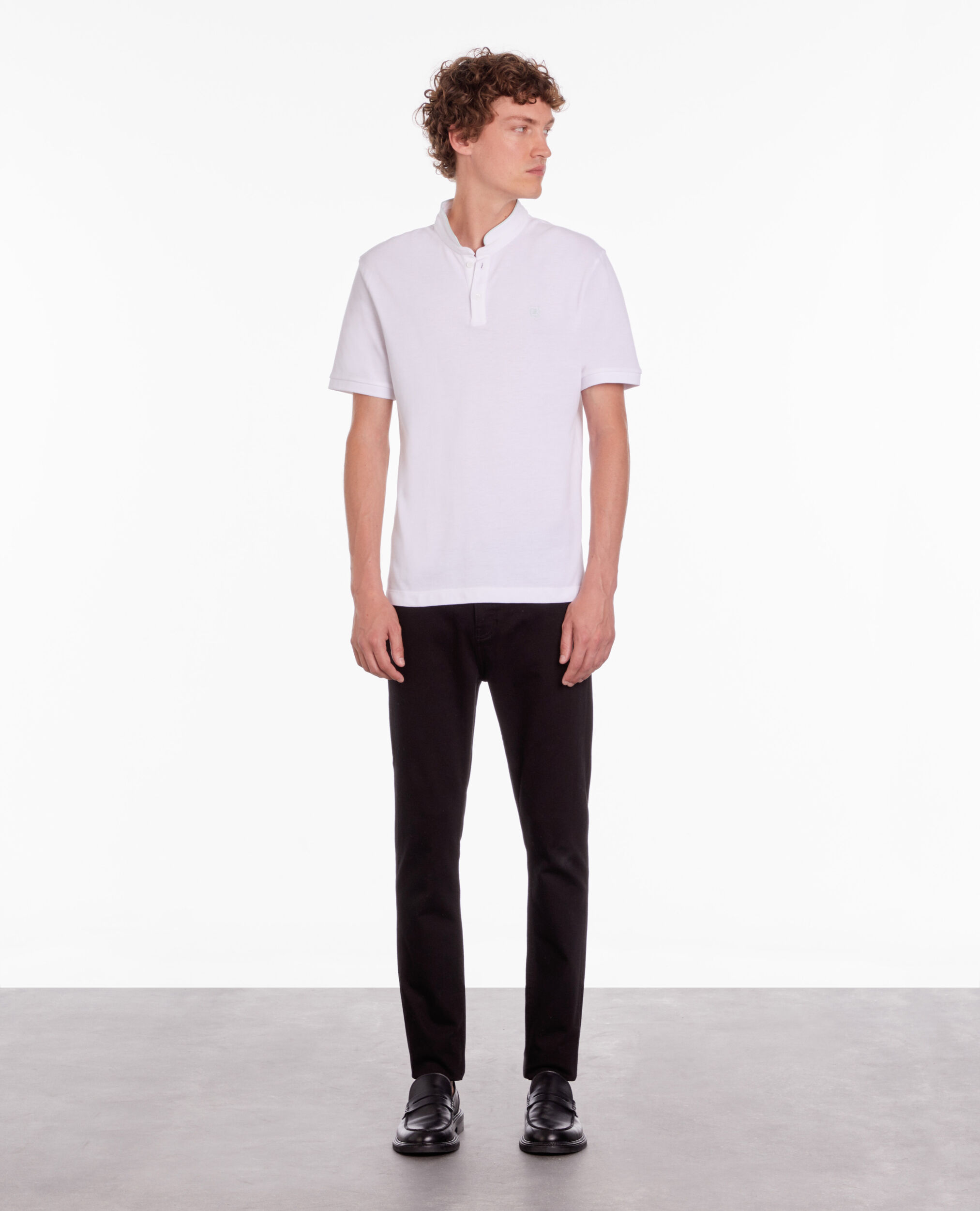 White cotton polo t-shirt WHITE / DUCK BLUE
