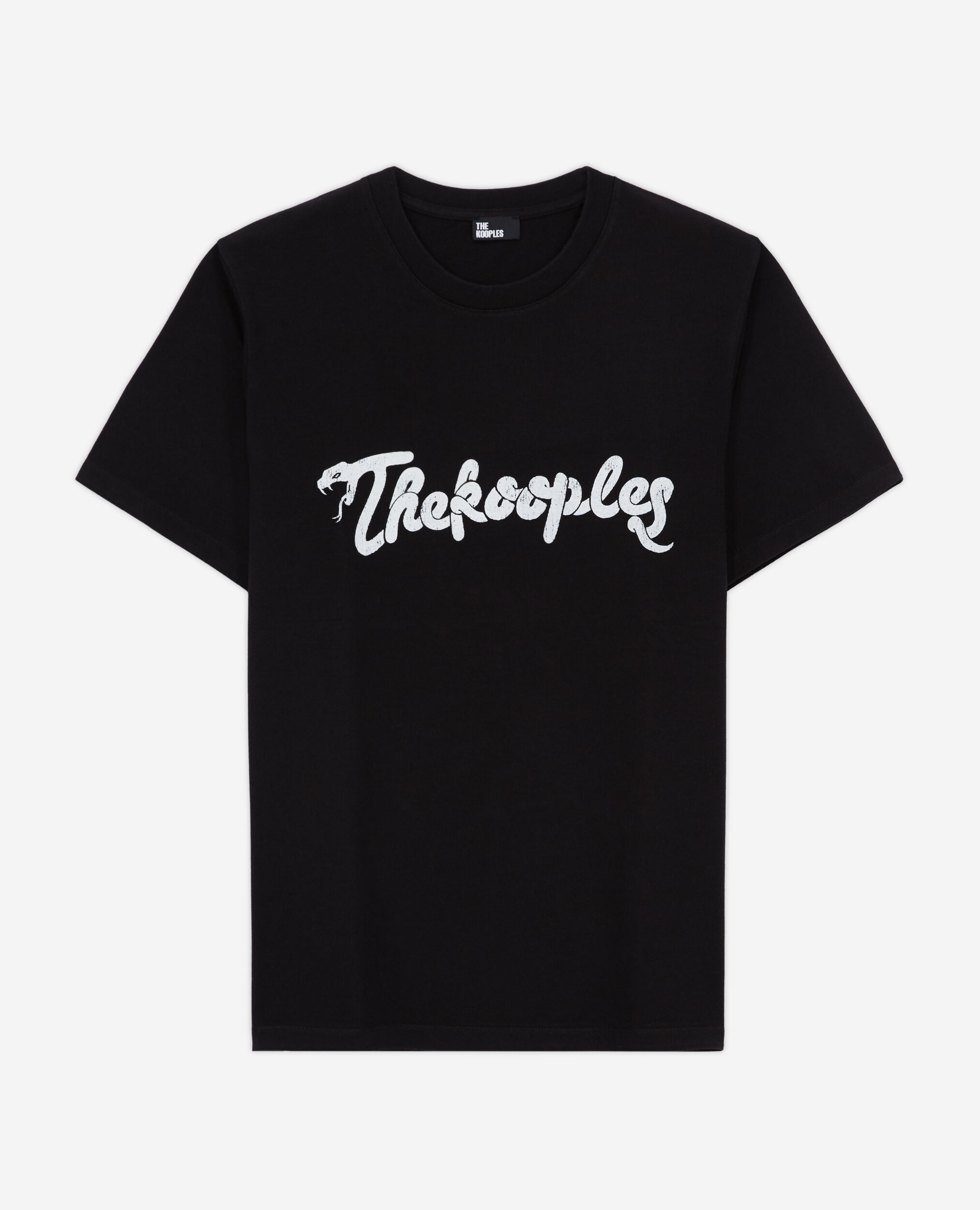 Men's black t-shirt with snake logo print BLACK WASHED