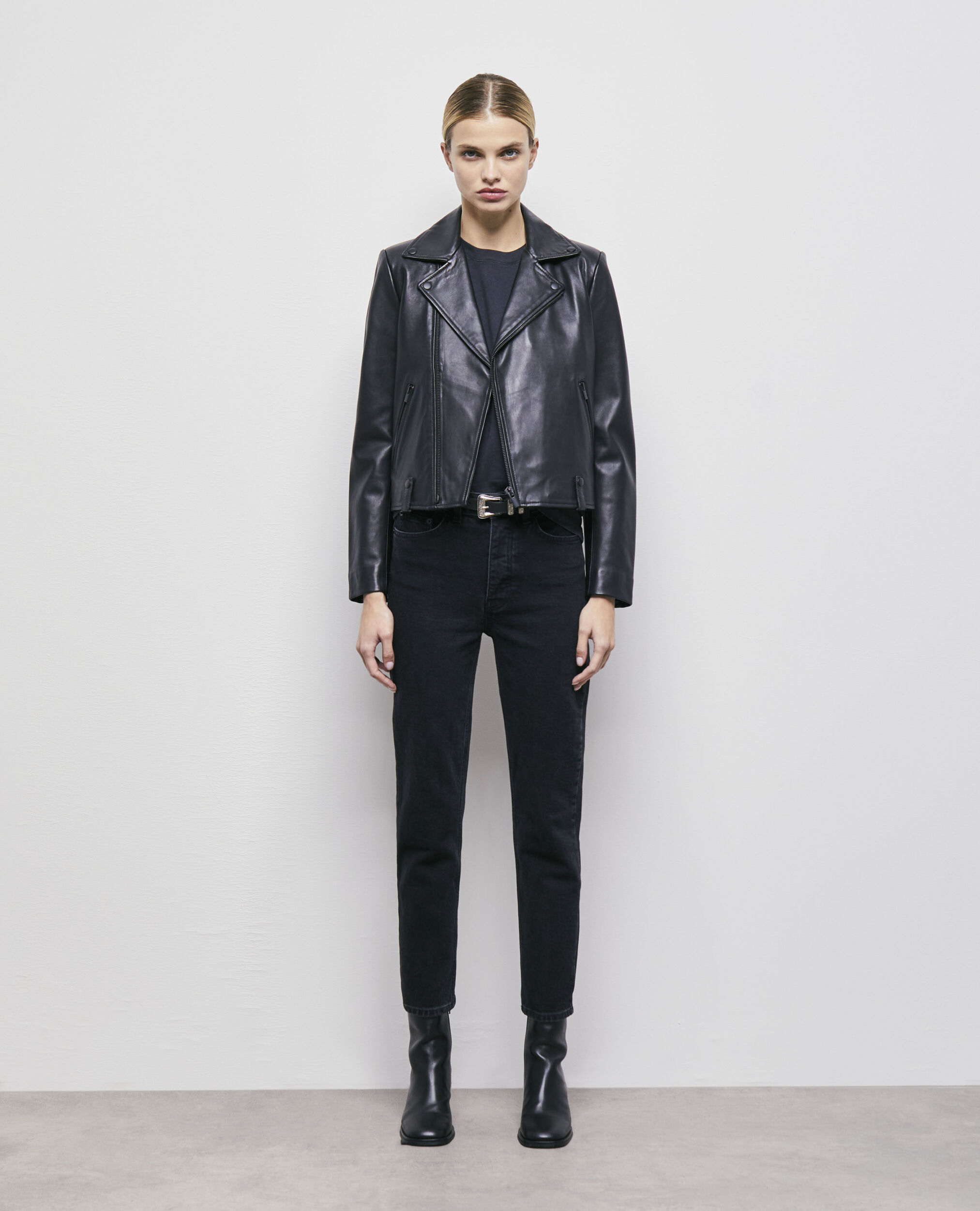 Black leather jacket BLACK