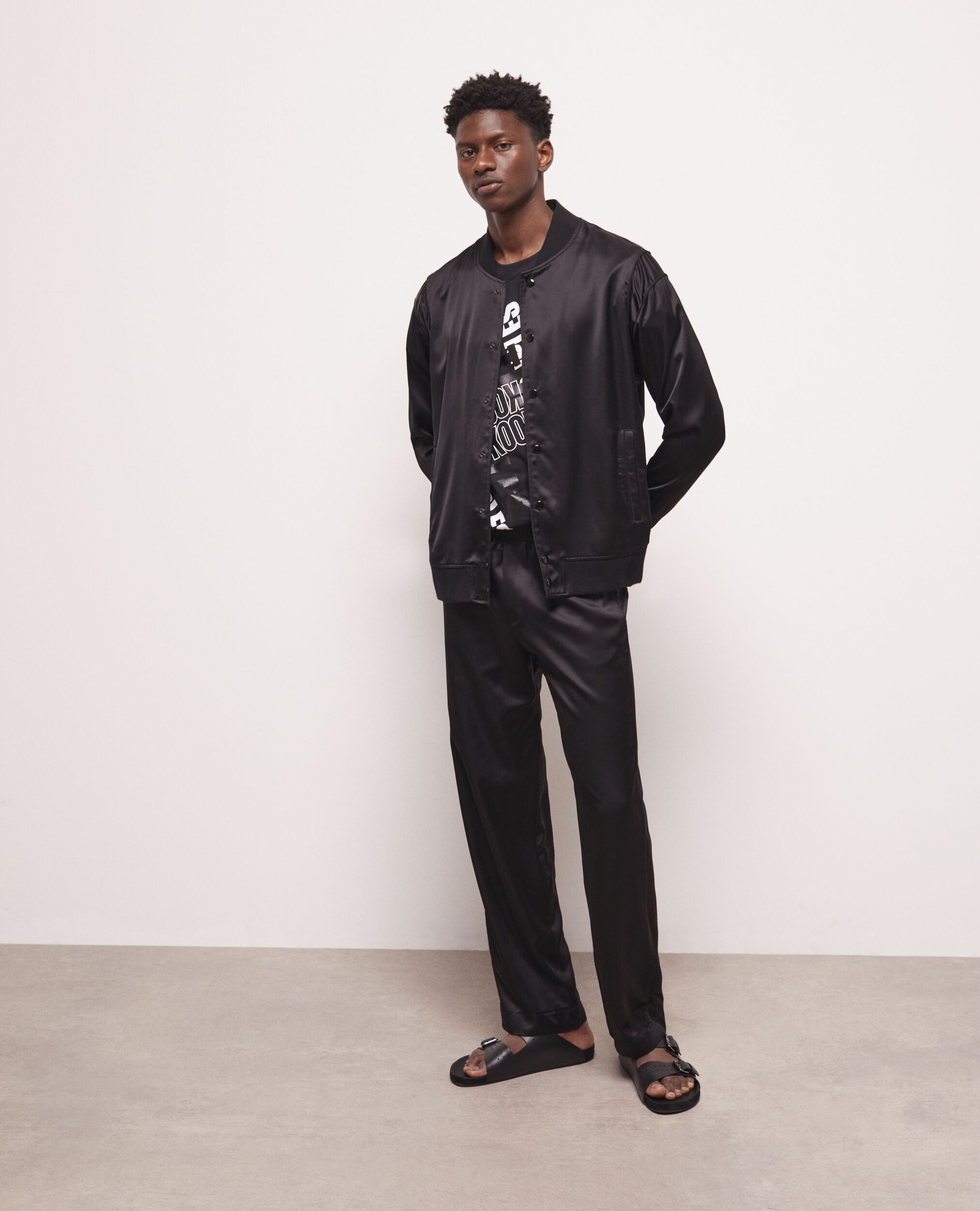 Black satin effect jacket BLACK