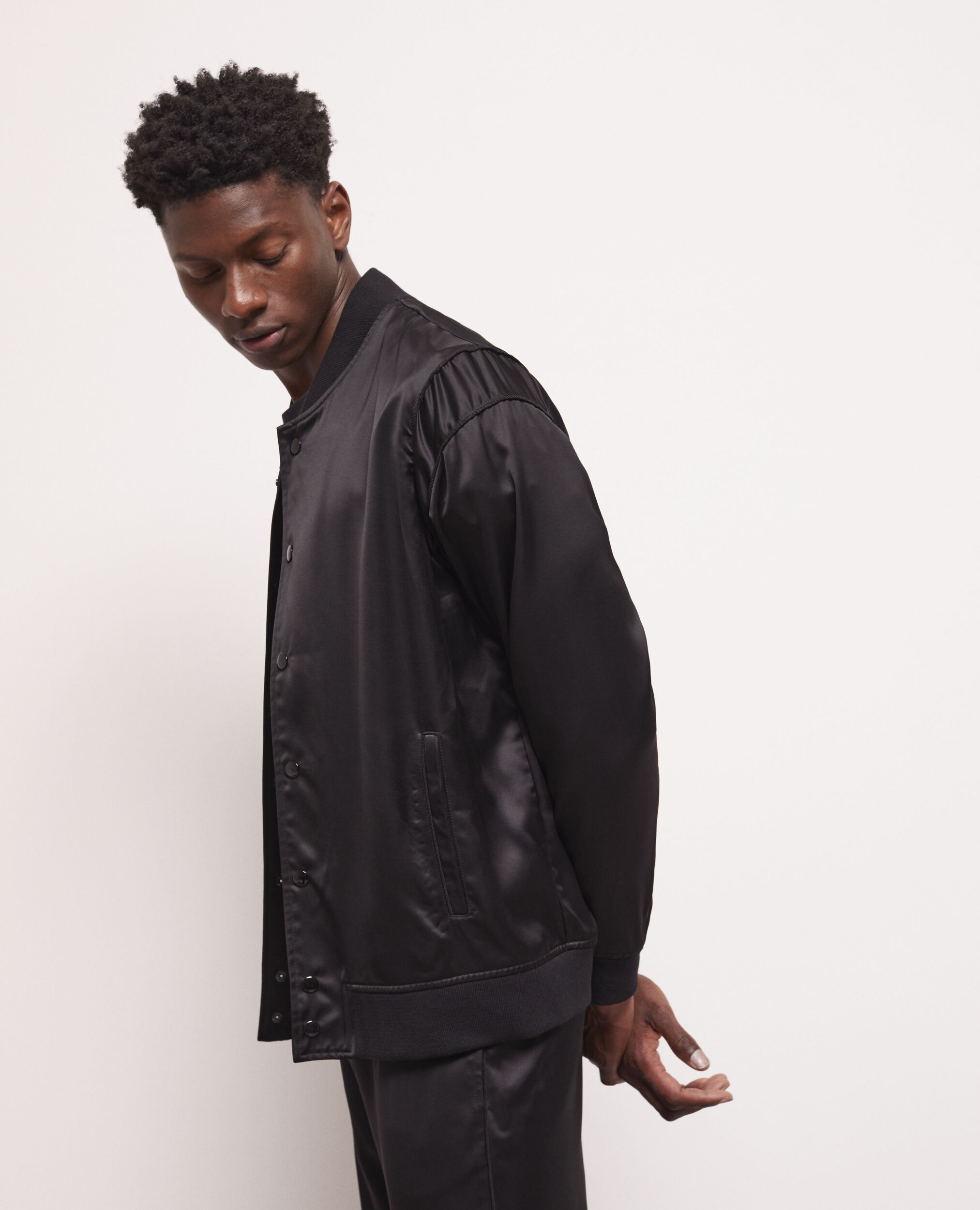 Black satin effect jacket BLACK