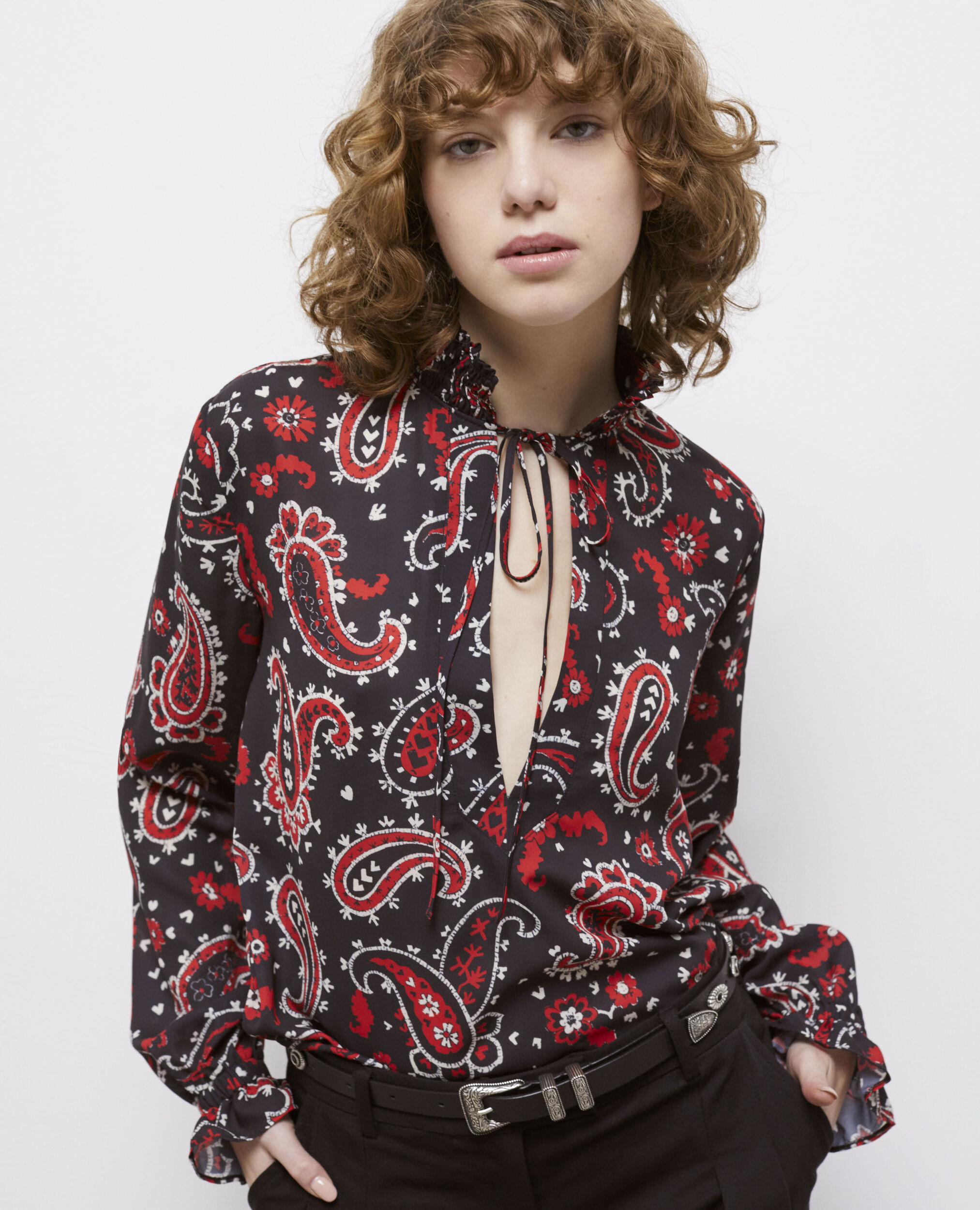 Printed blouse BLACK - RED
