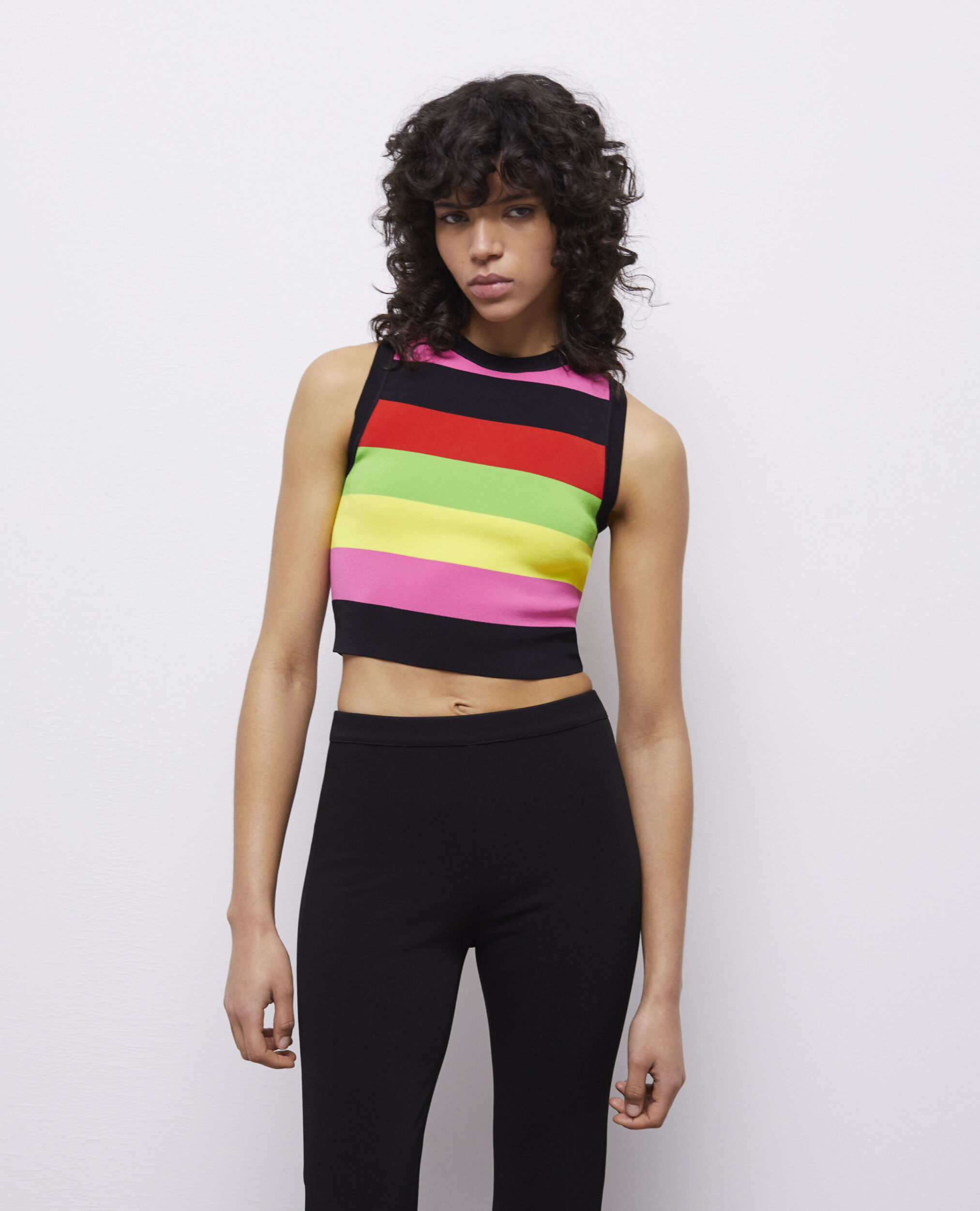 Short multicolor striped sweater MULTICOLOR