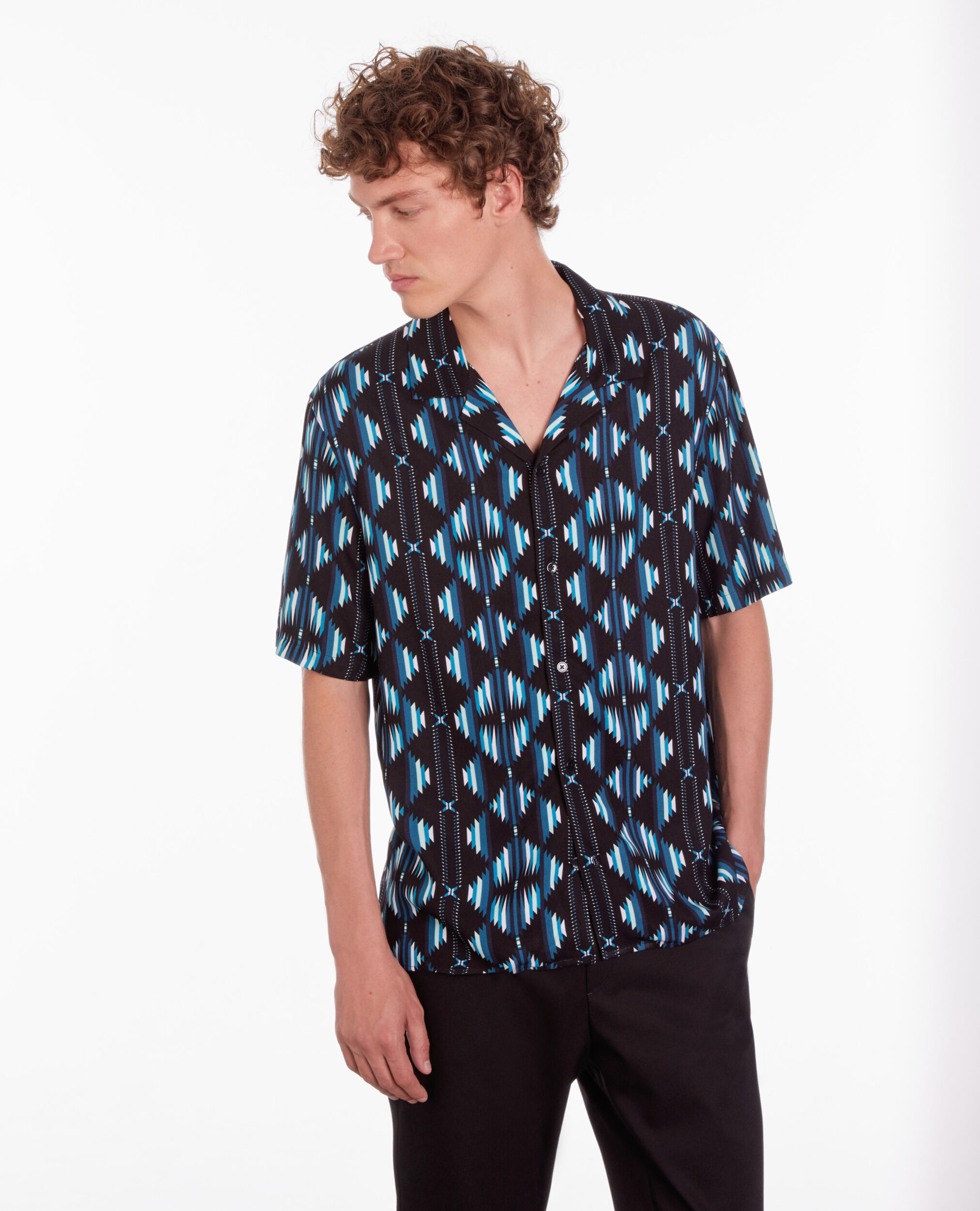 Printed short sleeved shirt BLACK / GREEN
