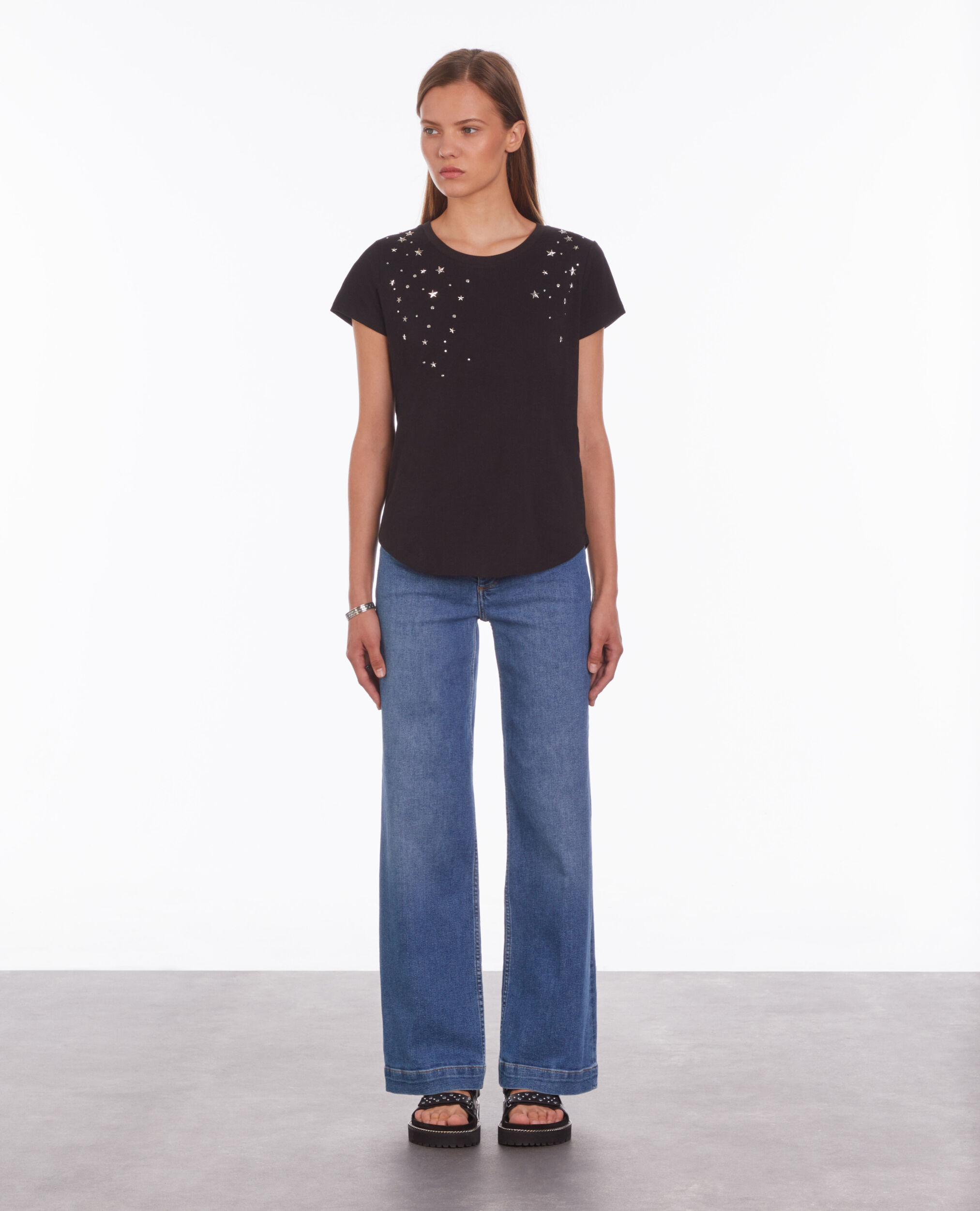 Black t-shirt with stars BLACK