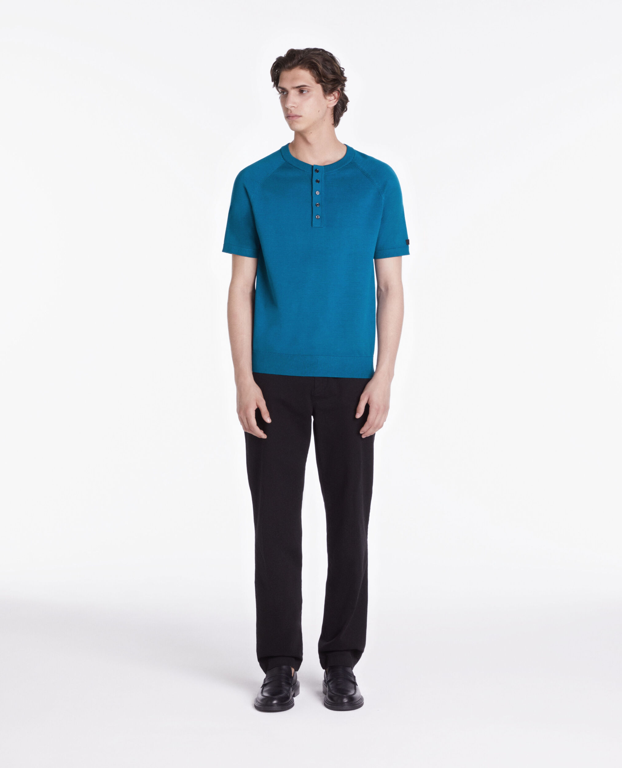 Men's blue knit t-shirt MEDIUM BLUE