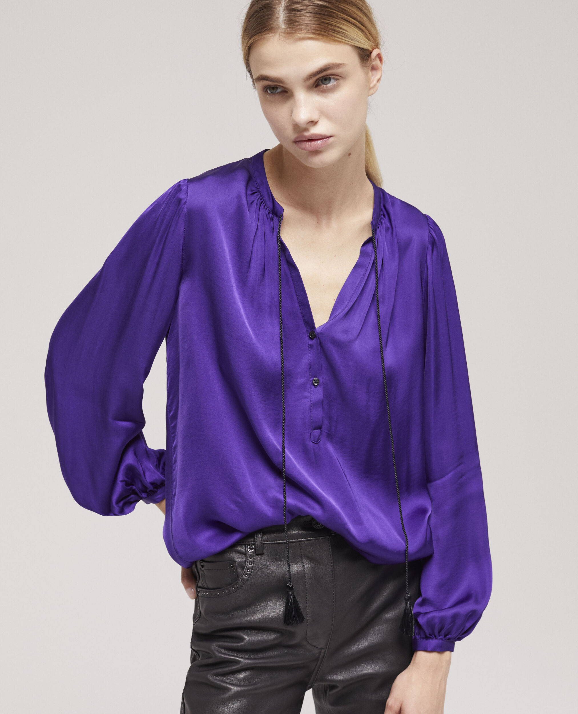Purple shirt with puffed sleeves PURPLE