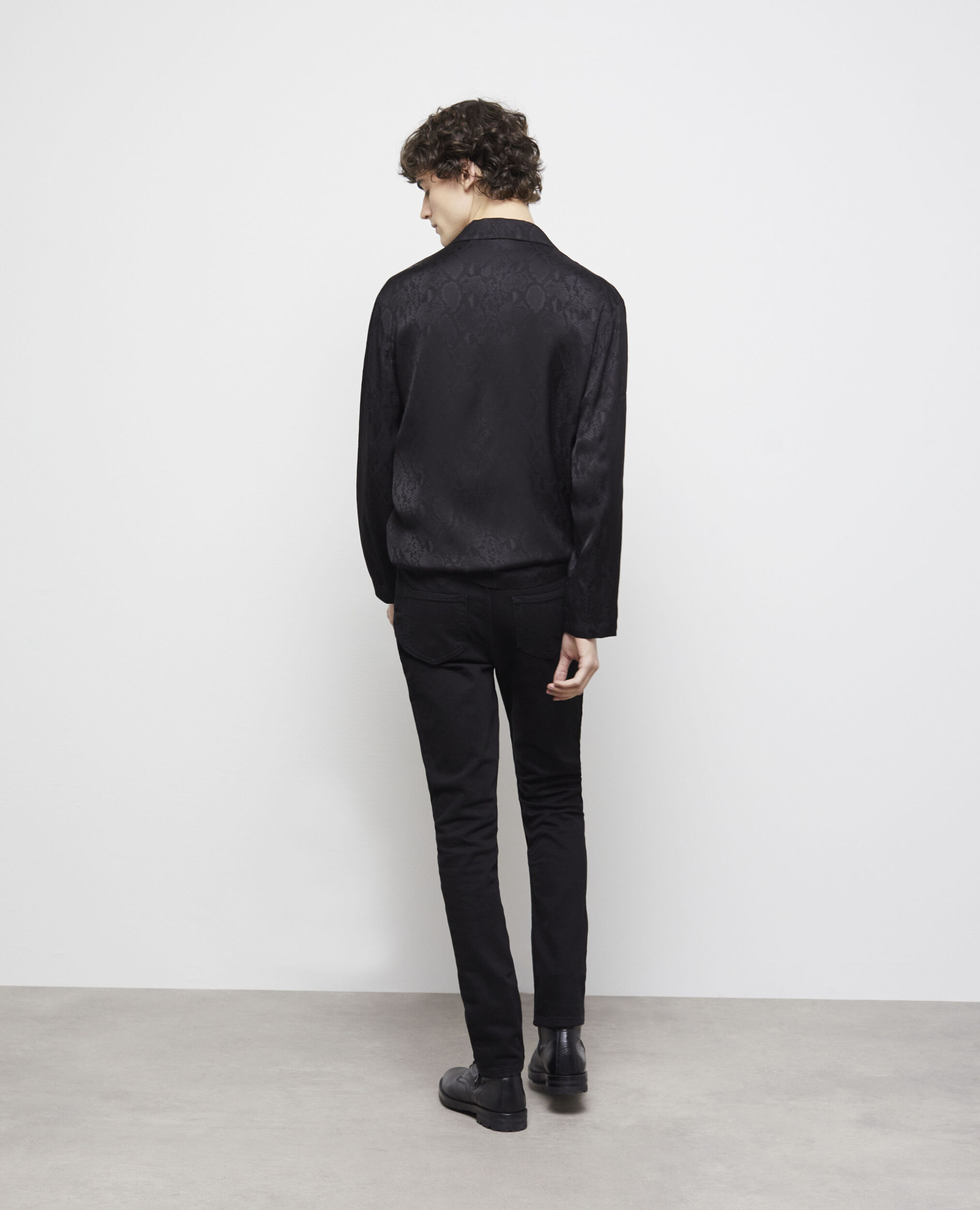 Snakeskin print casual shirt BLACK