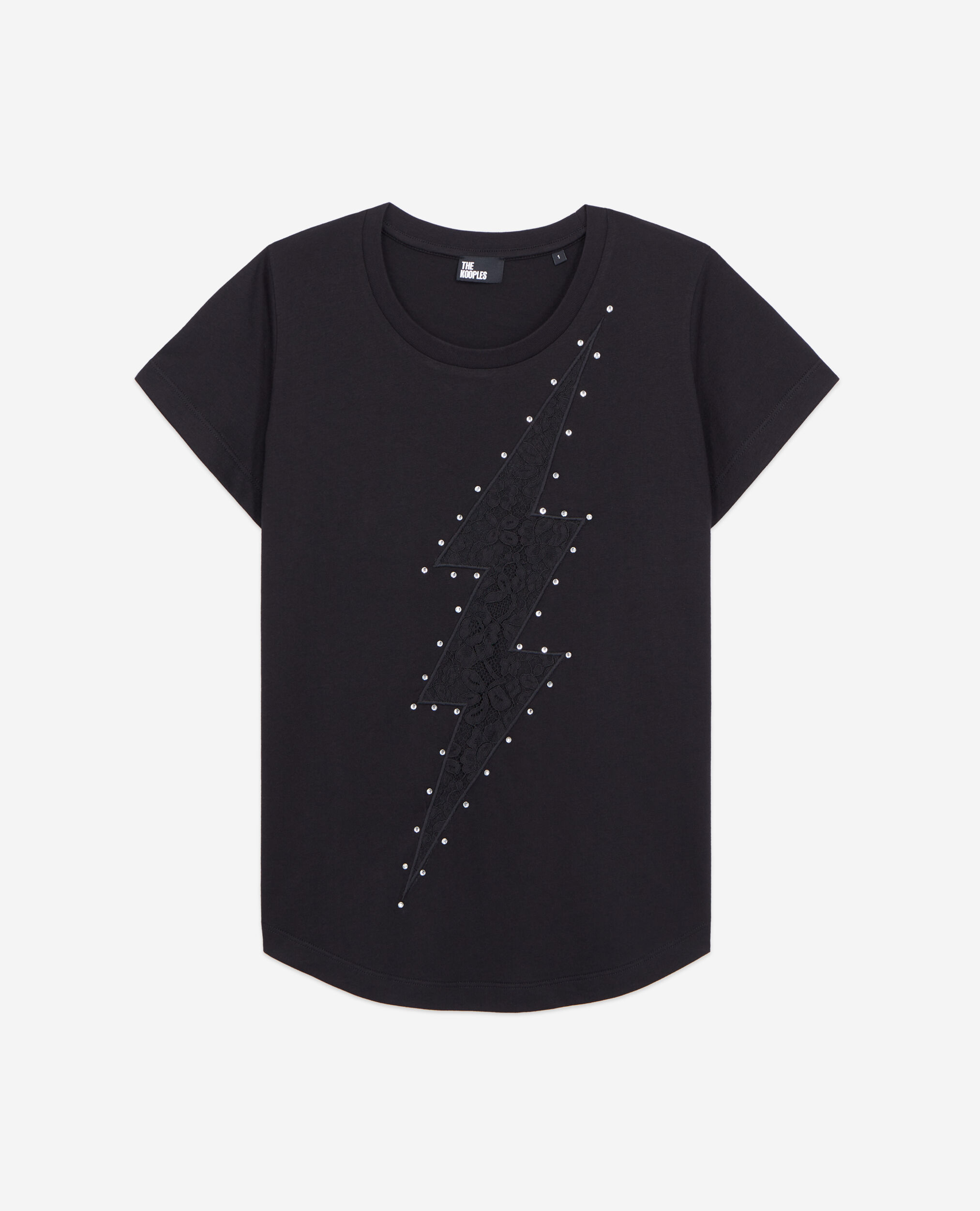 Black t-shirt with lace lightning BLACK