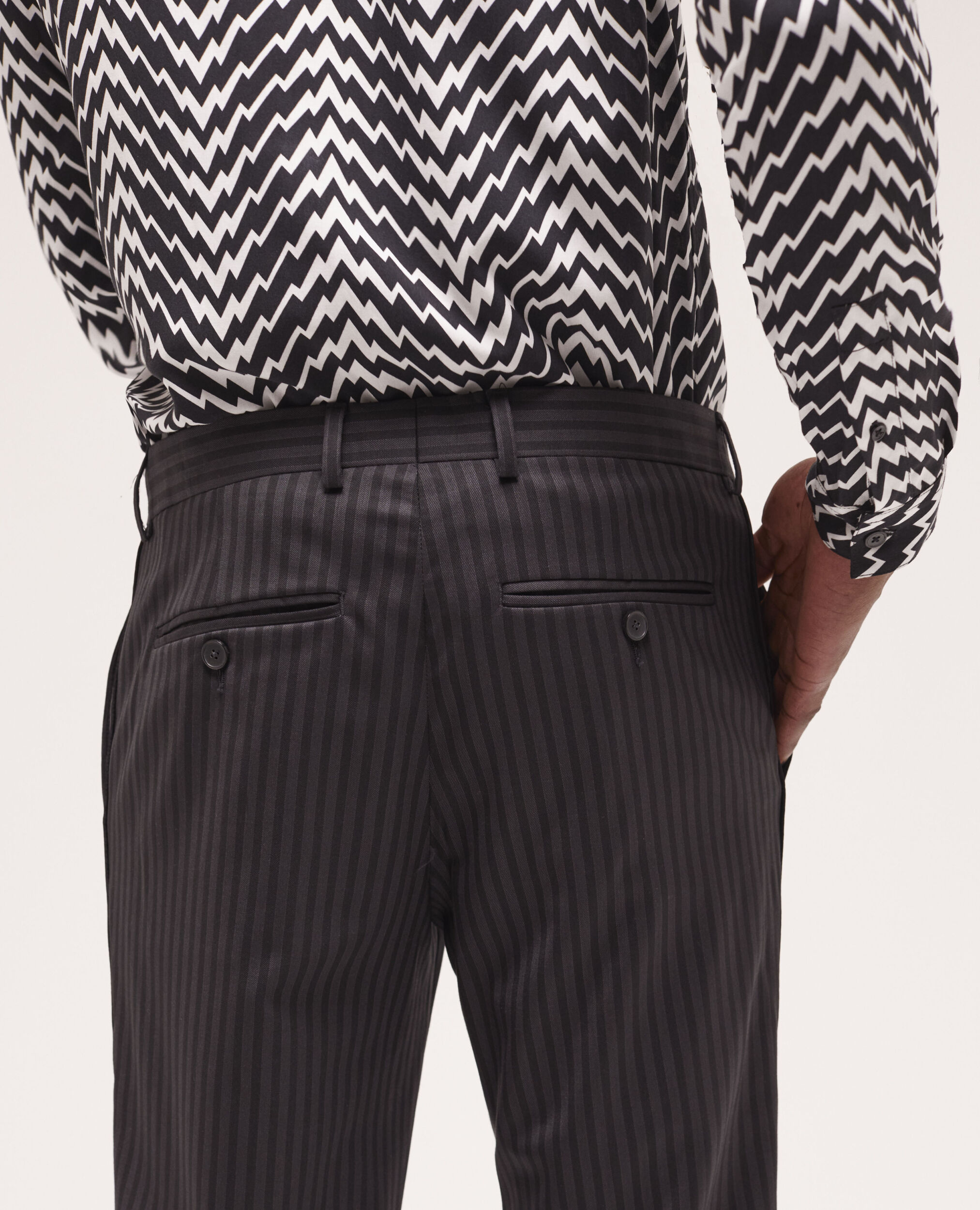 Striped wool suit pants BLACK GREY
