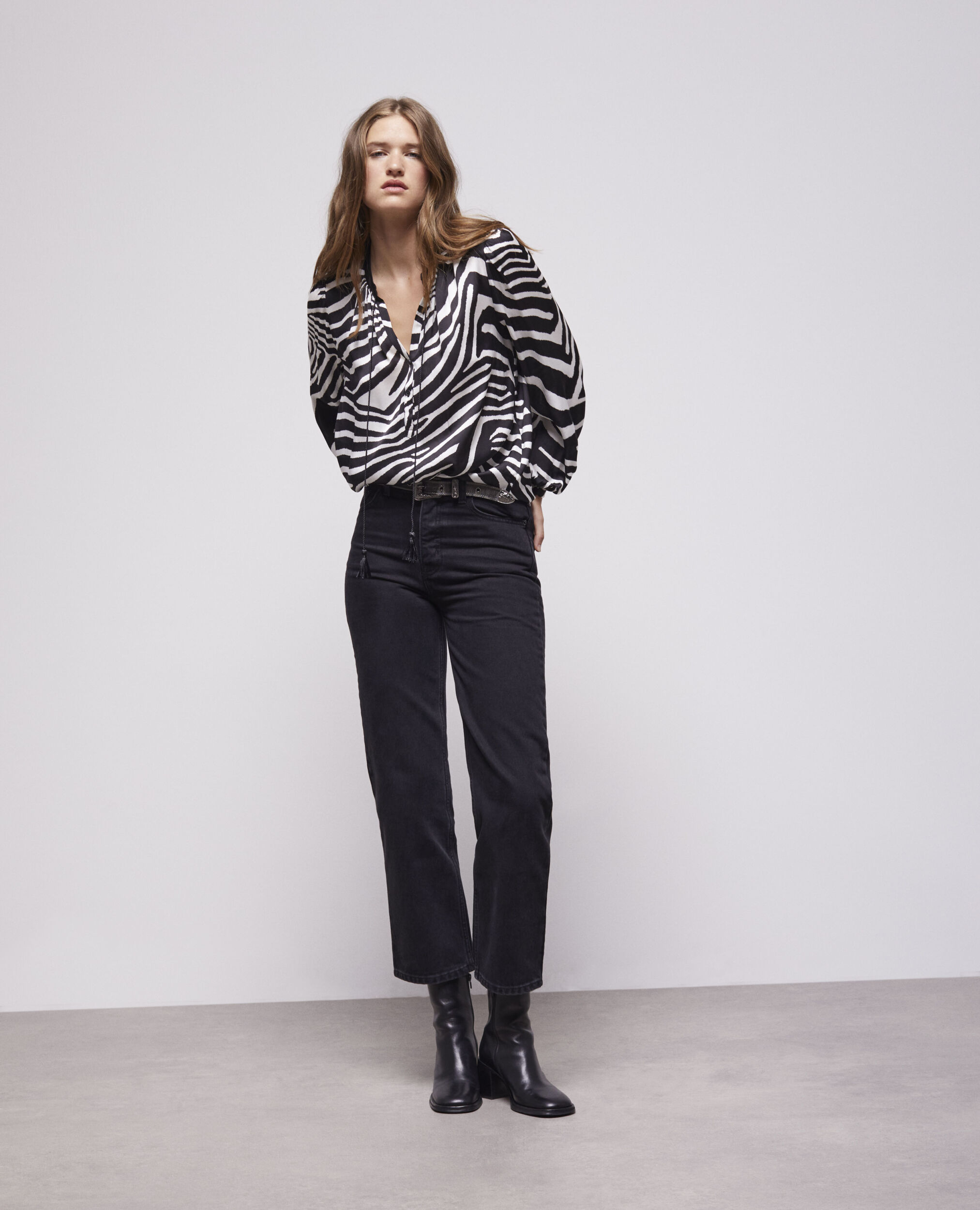 Printed blouse BLACK WHITE