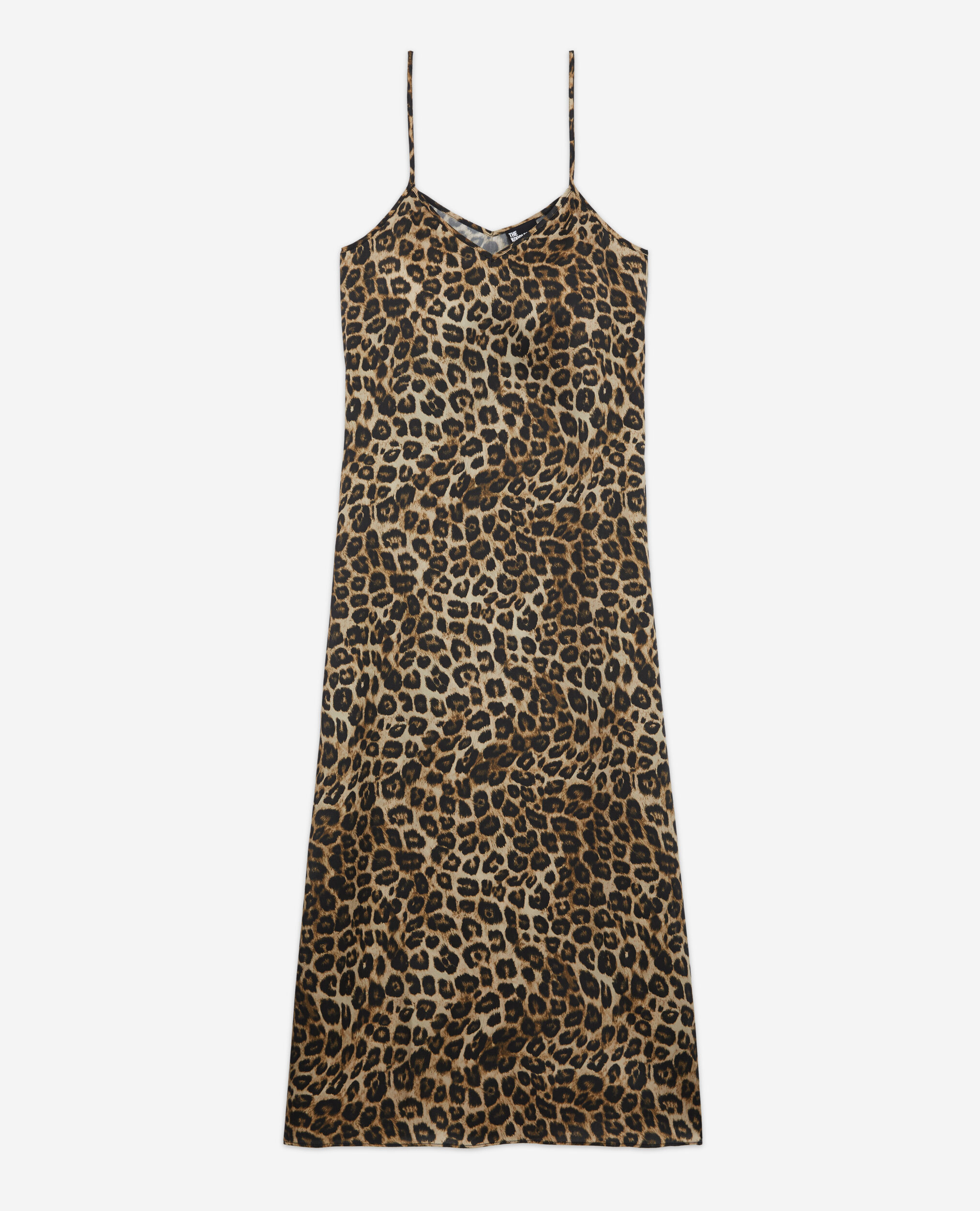 Long leopard print silk dress LEOPARD
