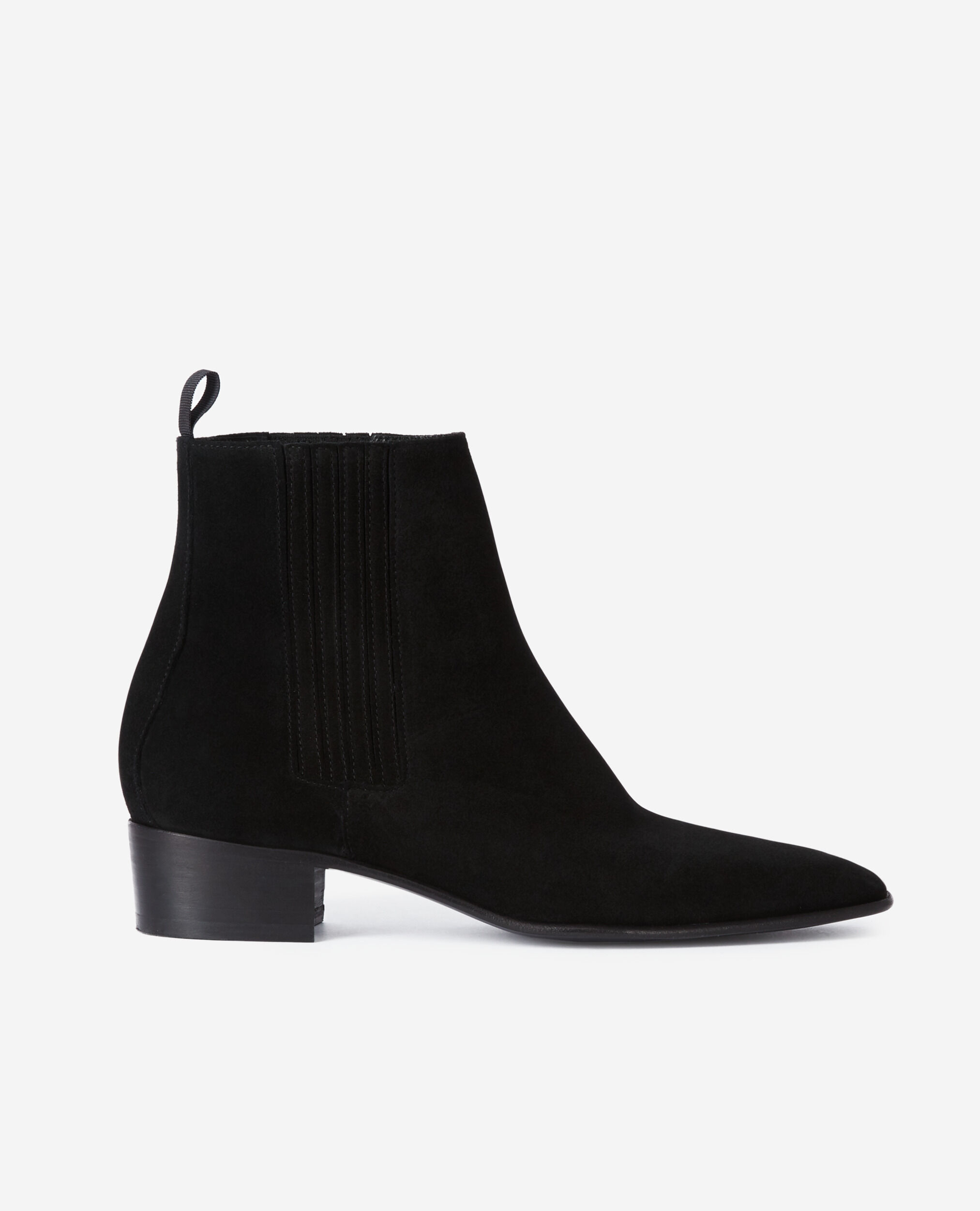 Black suede leather boots BLACK