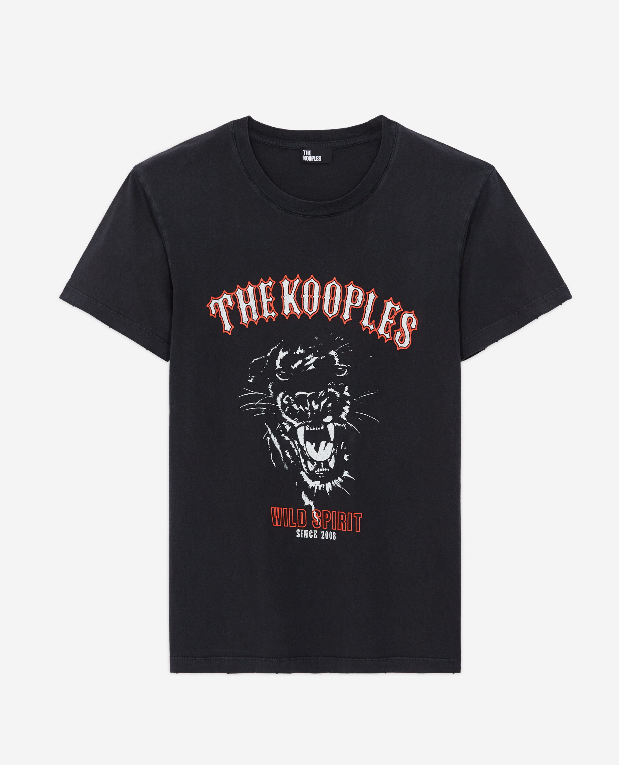 Women's black screen print t-shirt BLACK WASHED
