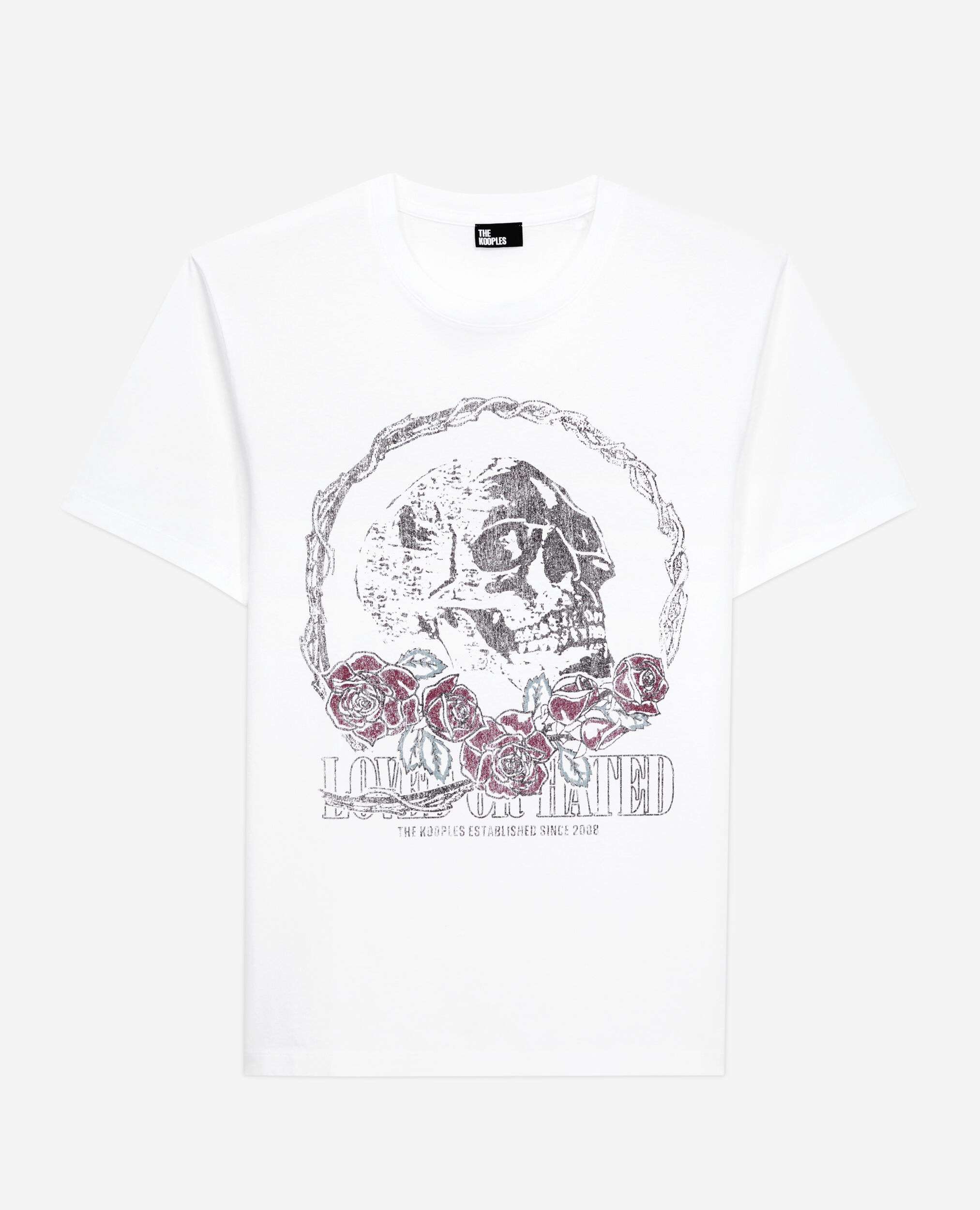 Men's white t-shirt with vintage skull serigraphy WHITE