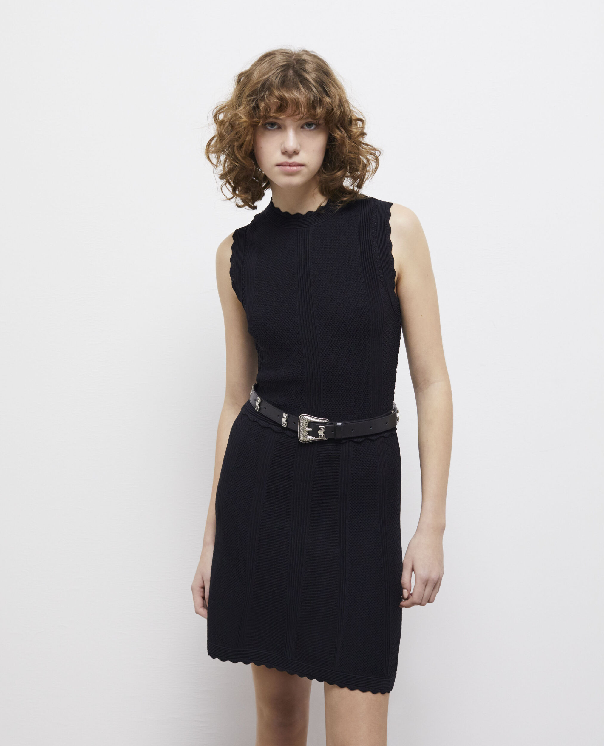 Short black knit dress BLACK