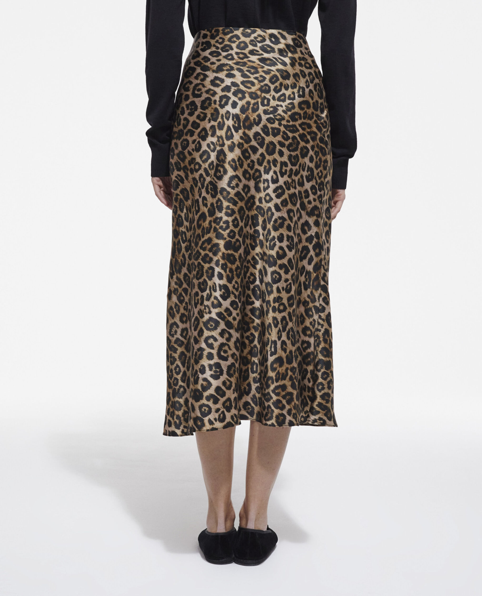 Long leopard print silk skirt LEOPARD