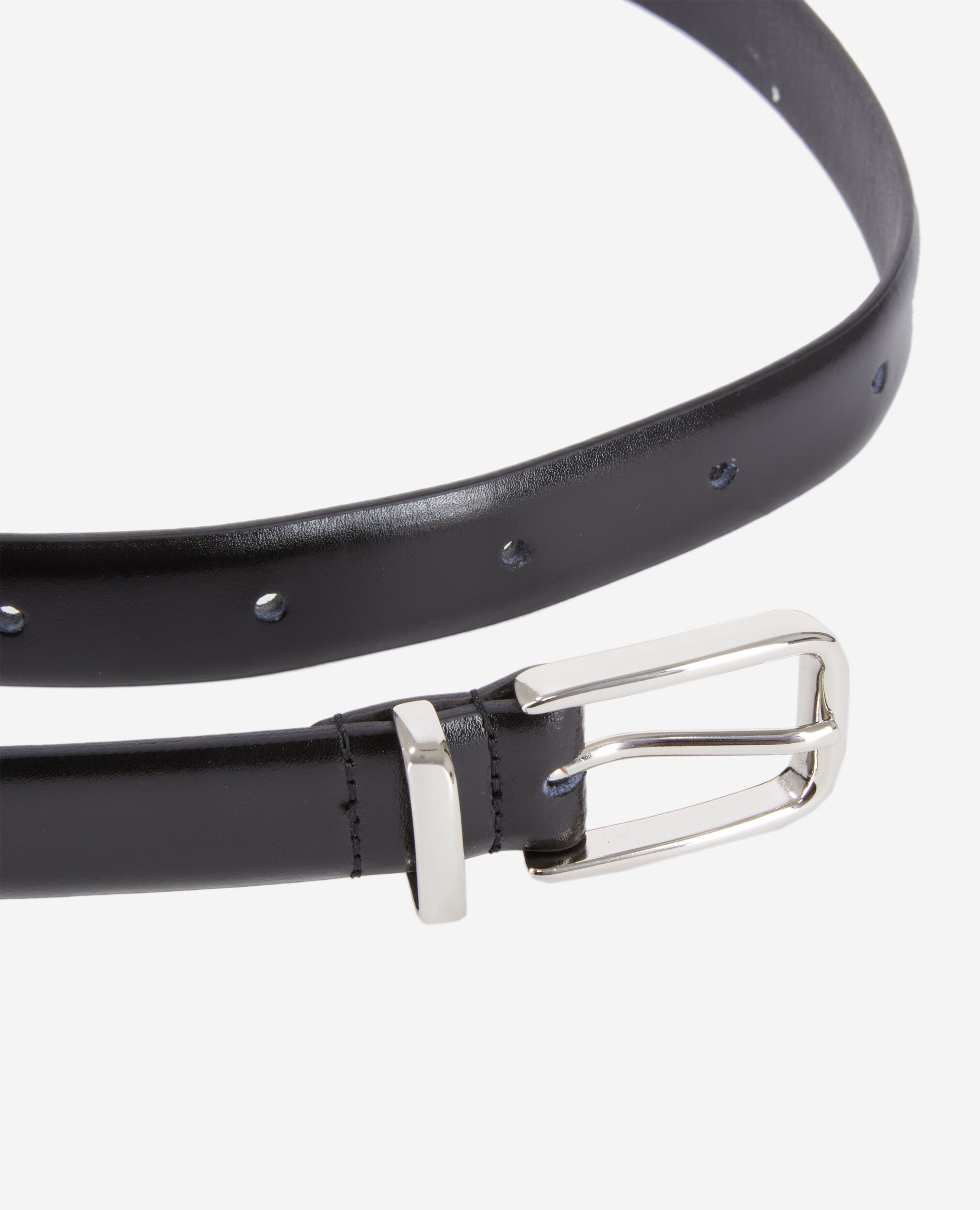 Black glazed leather belt BLACK