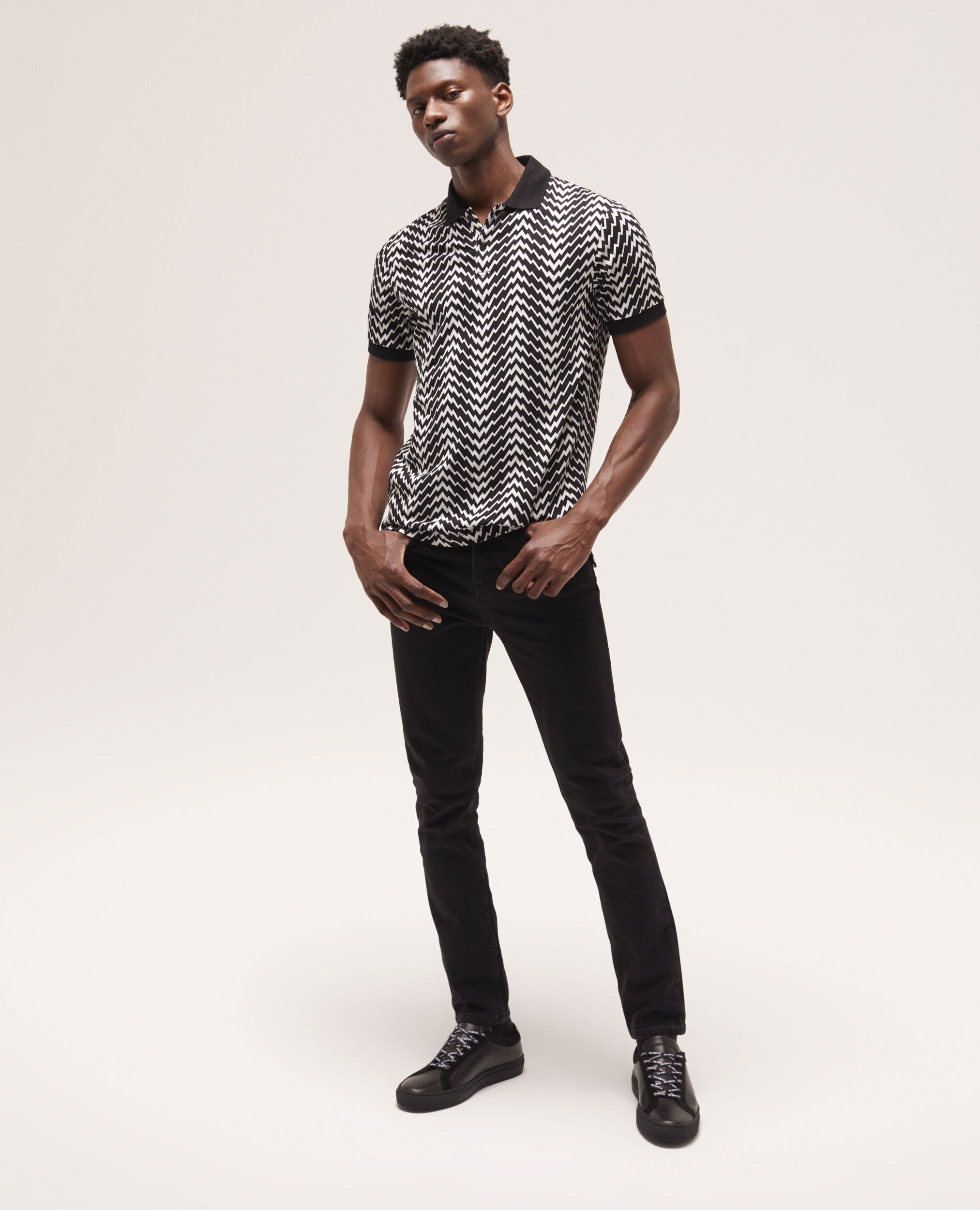 Printed polo shirt BLACK / WHITE